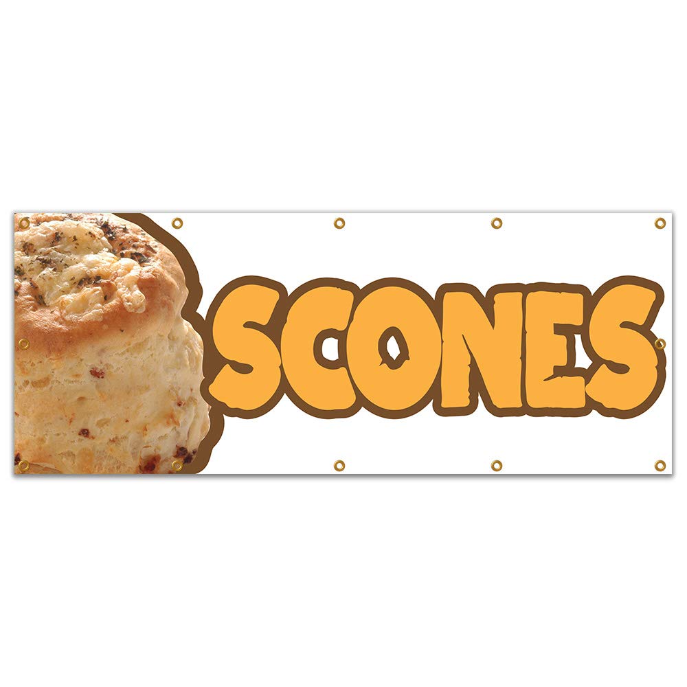 120-Inch Scones Banner for Concession Stands & Food Trucks - Single-Sided Vinyl Sign for Outdoor Advertising & Business Promotion