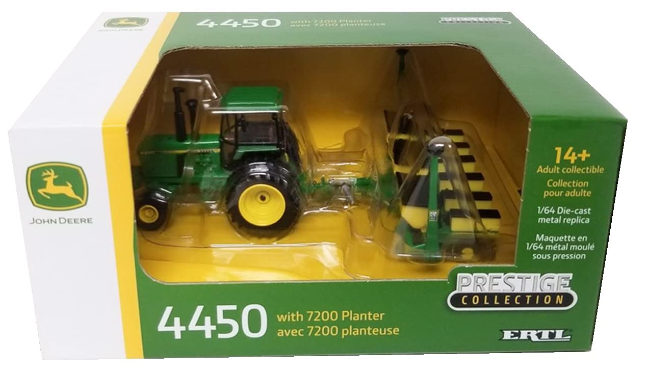 John Deere 1/64 Scale 4450 Tractor with 7200 Planter - Prestige Collection Diecast Model Toy for Ages 14+ | Farm Display, Collectible Gift, Agricultural Enthusiast