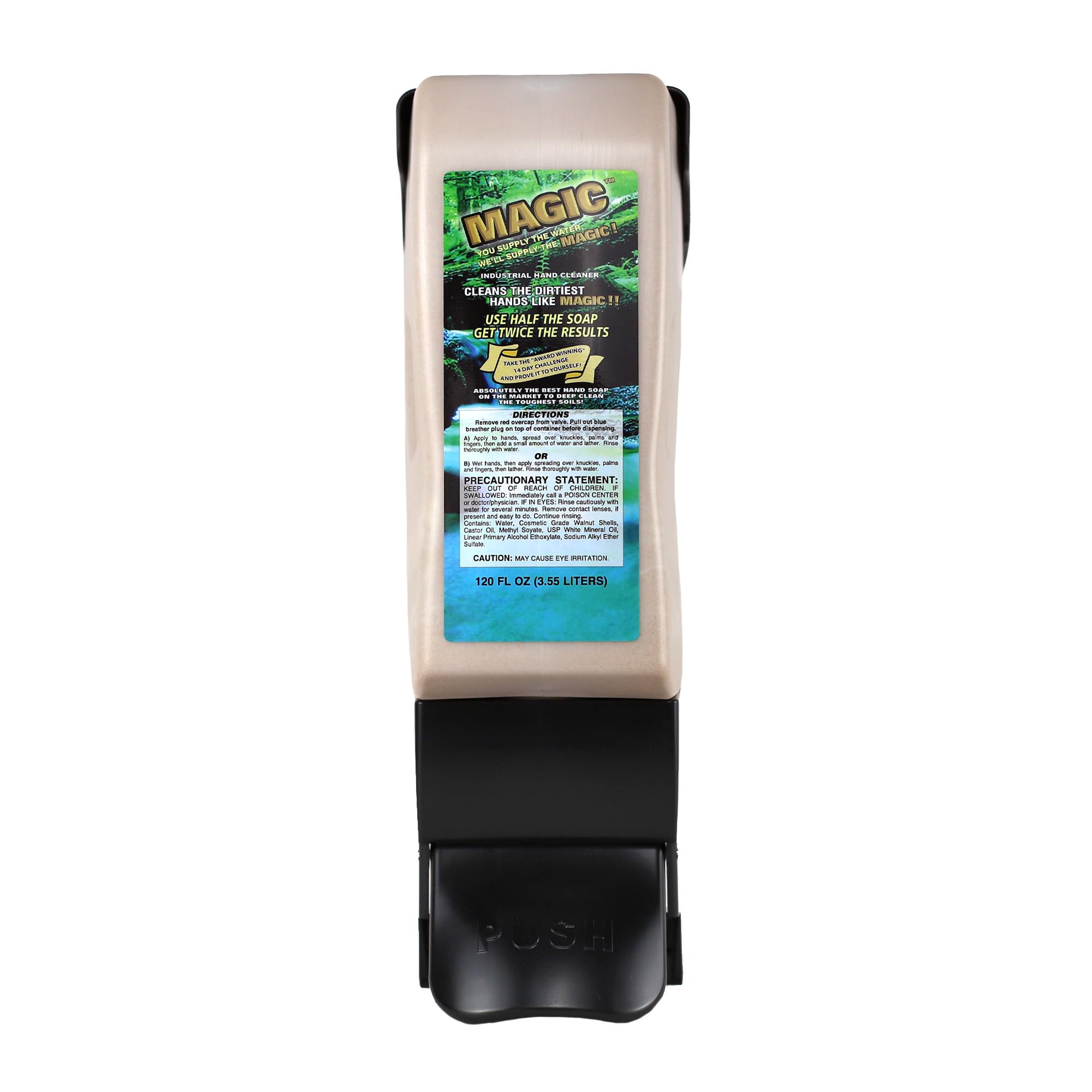 Zenex Magic Hand Soap & Push-Style Dispenser Bundle - 4-Pack 3.55L Industrial Hand Cleaner with Walnut Shell Scrubbers | Moisturizing Formula | Removes Tough Grease, Oil & Grime | Wall Mounted Dispenser with Easy Installation | Perfect for Garages, Workshops & Industrial Use