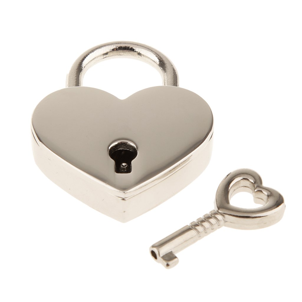 2 Pack Small Metal Heart Shaped Padlock with Key - Mini Lock for Jewelry Box, Storage Box, Diary Book - Perfect for Valentine's Gifts, Love Letters & Keepsake Chests (Silver)