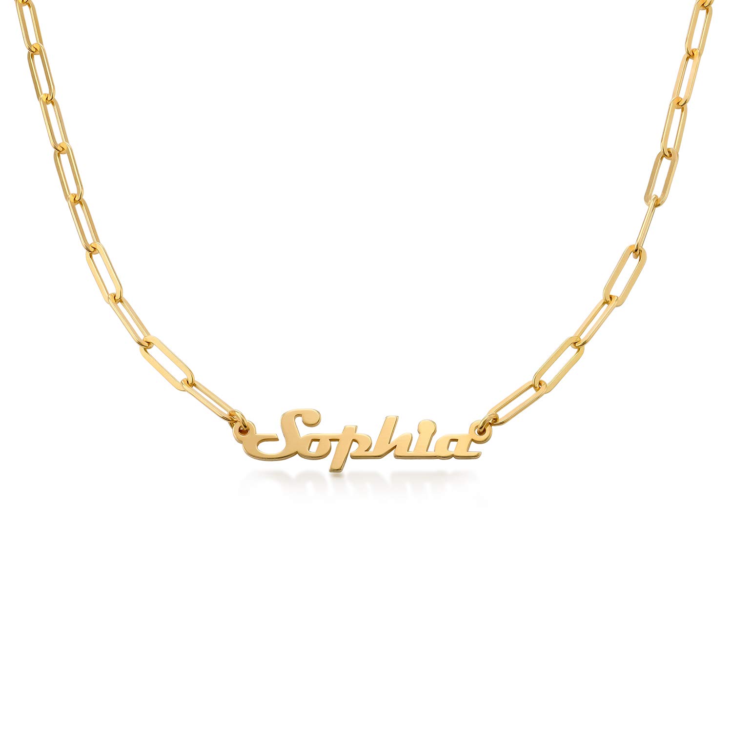Oak&Luna Personalized Paperclip Chain Name Necklace - 925 Sterling Silver, Gold Plated, Rose Gold Plated & Vermeil Options - Custom Nameplate Pendant Jewelry for Women - Perfect Gift for Wife, Mom, Girlfriend - Valentine's Day, Mother's Day, Christmas, Birthday Present - Everyday Wear, Date Night, Special Occasions