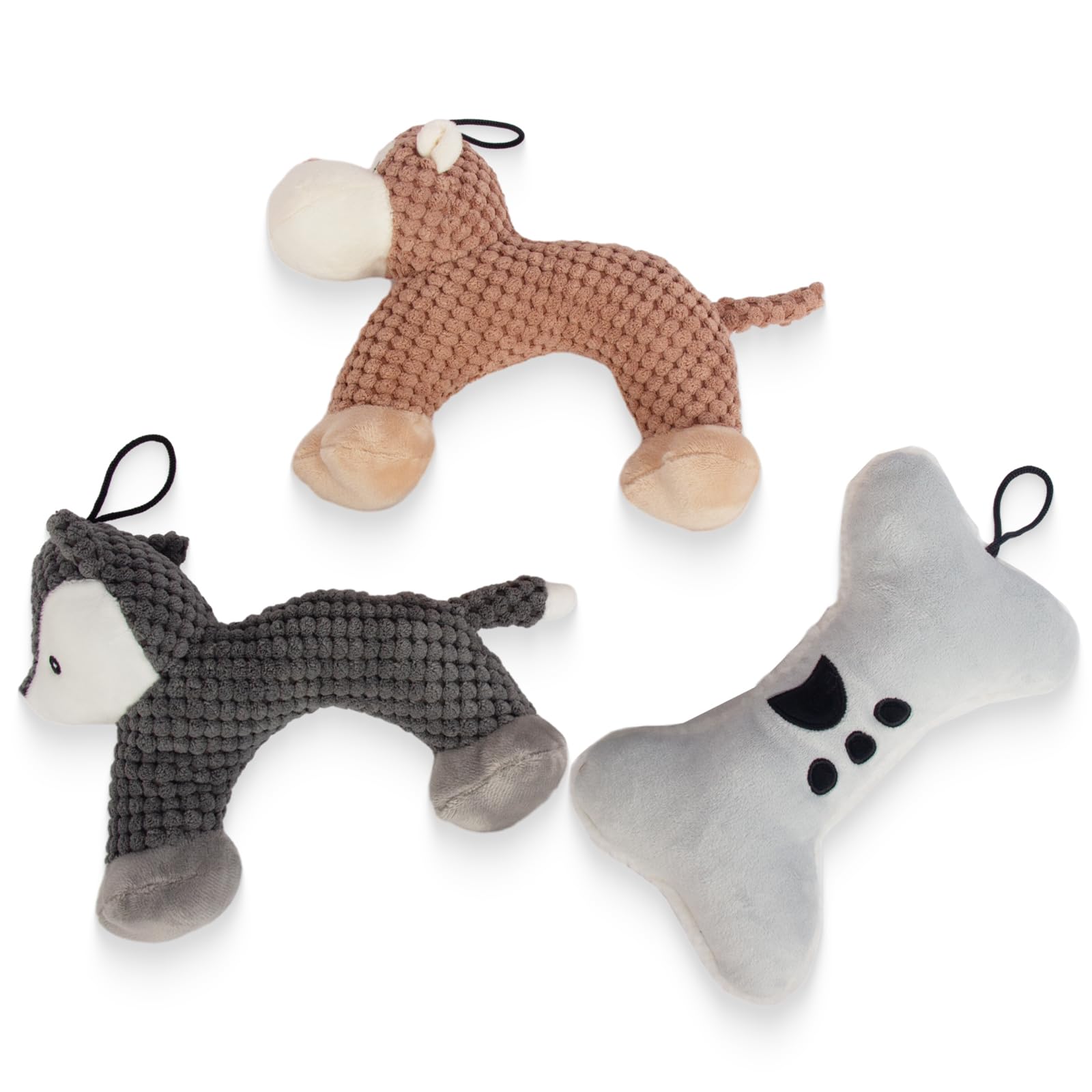 Durable Squeaky Dog Chew Toys for Puppies - No Stuffing Plush for Small to Large Breeds - Perfect for Teething & Playtime
