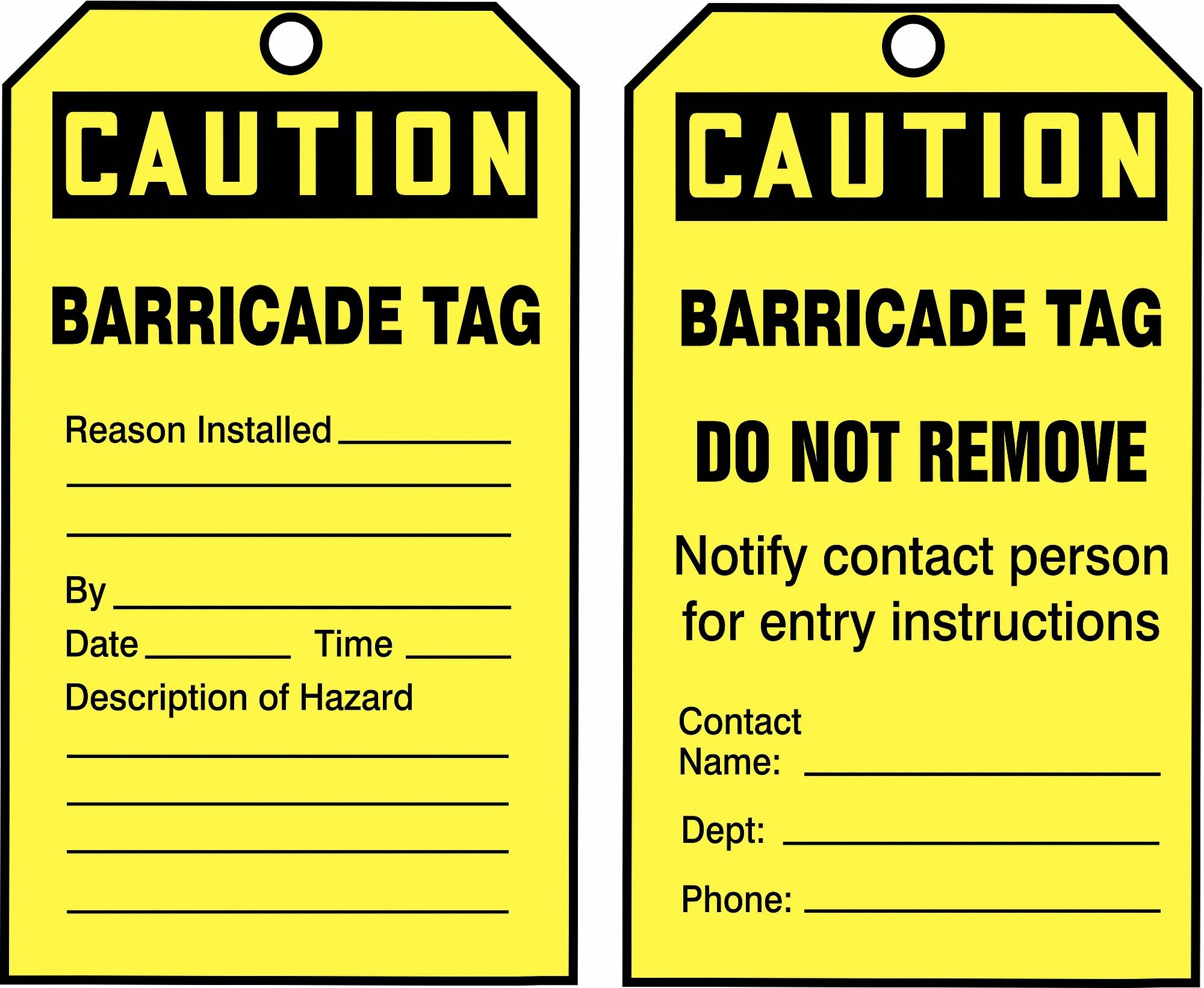 Accuform 10 mil PF Cardstock Barricade Caution Tags Roll - 6-1/4