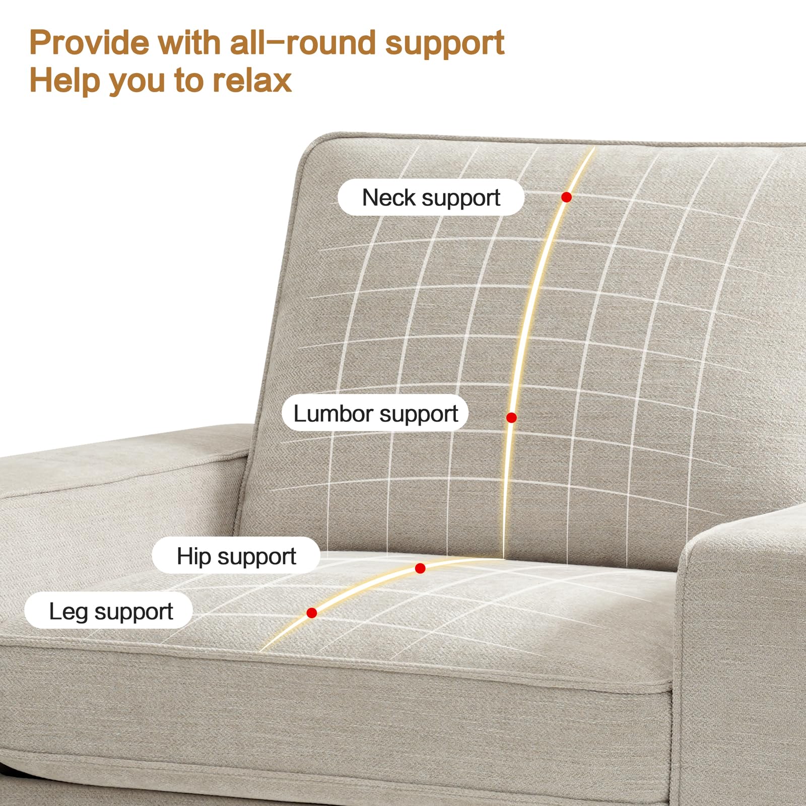 Comfy Swivel Accent Chair for Living Room - Soft & Breathable Padded Single Sofa Chair with Extra Wide Armrests, Washable Detachable Cover (Beige) - Perfect for Reading Nooks, Small Spaces & Home Offices