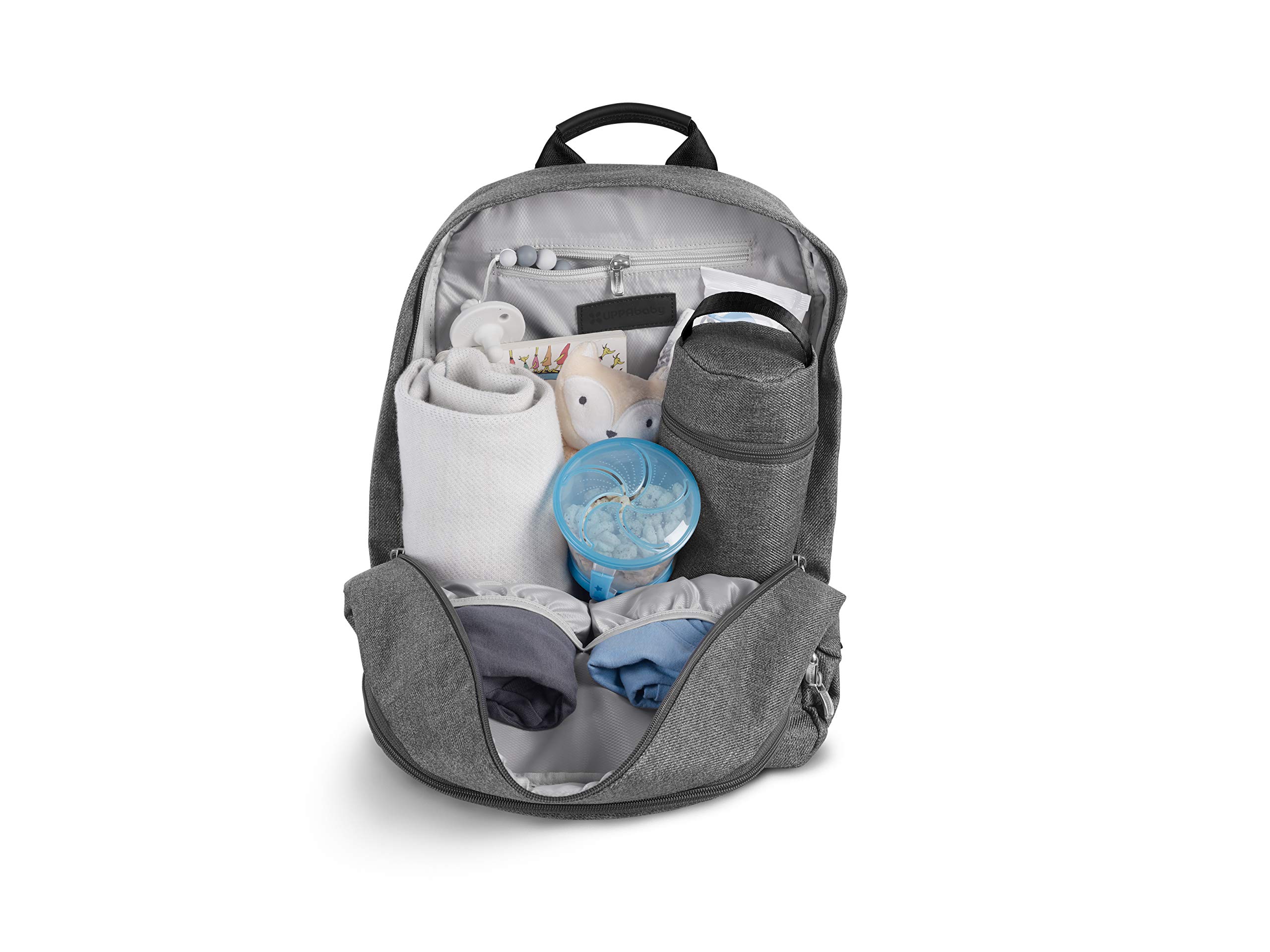 UPPAbaby Diaper Changing Backpack - JORDAN (Charcoal Melange/Black Leather) | Stylish Baby Essentials for Travel, Outings & Daily Use