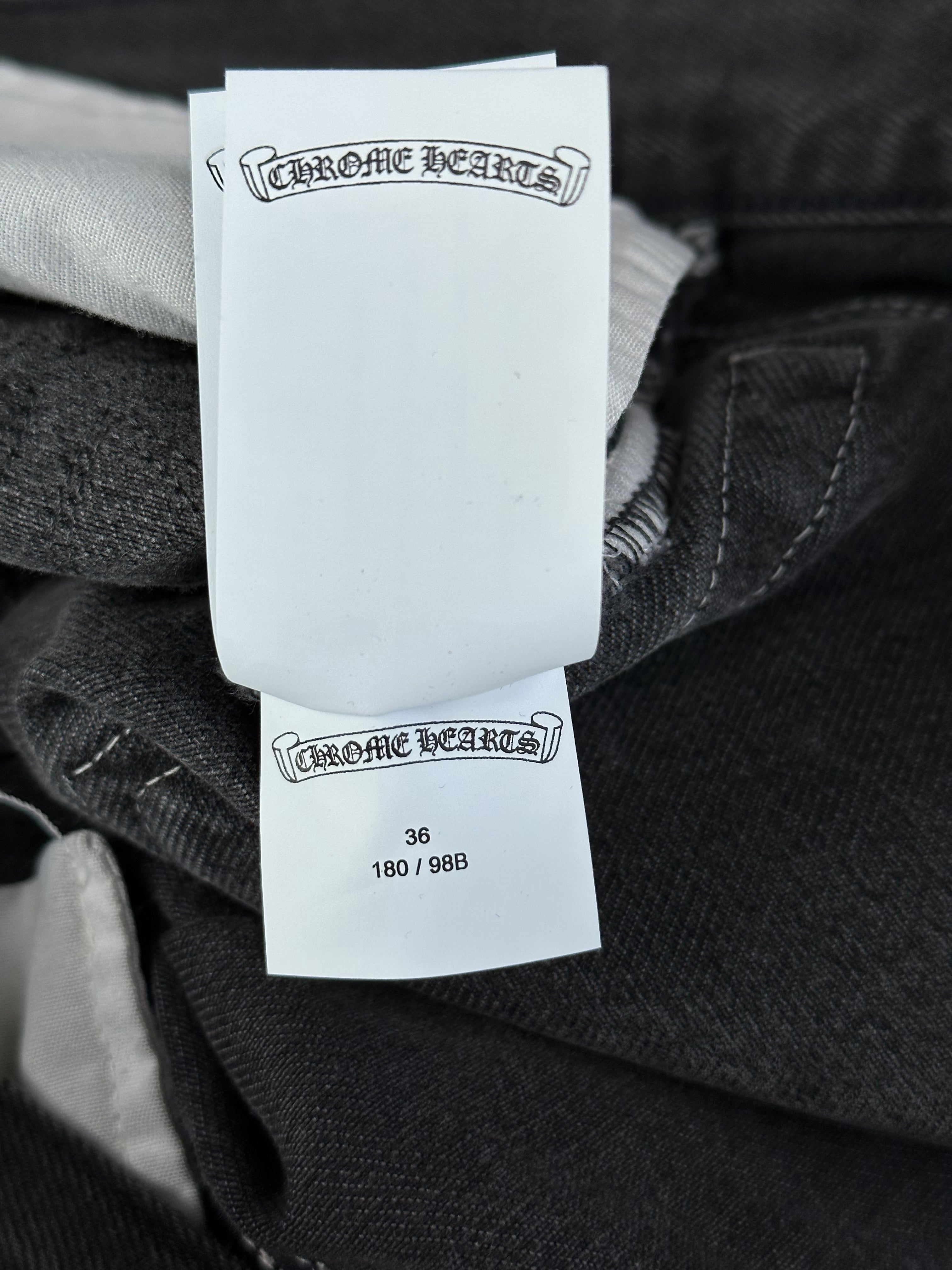 Chrome Hearts x Levi's Grey & Black Cross Patch Denim Jeans for Men - Stylish Vintage Streetwear for Casual Outfits and Night Out