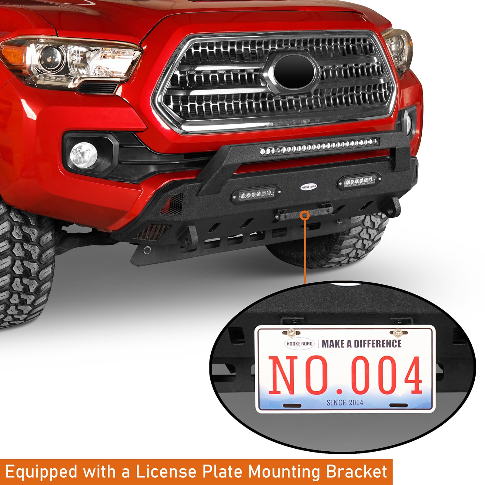 Tacoma HR II Stubby Steel Front Bumper with LED Lights for 2016-2023 Toyota Tacoma 3rd Gen Pickup Truck - Off-Road Protection & Style Upgrade