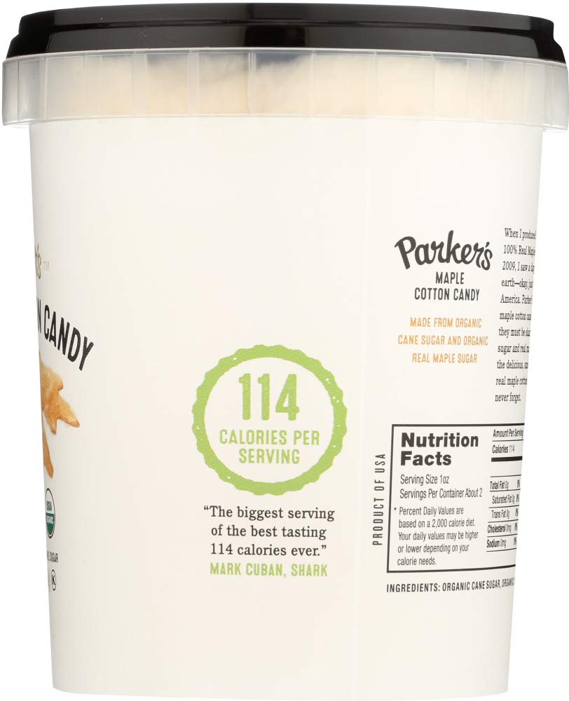 Organic Maple Cotton Candy by Parker's - 2 Ounce (Pack of 4) | Pure Maple Flavor, Gluten-Free & Non-GMO | Perfect for Parties, Gifts & Sweet Treats