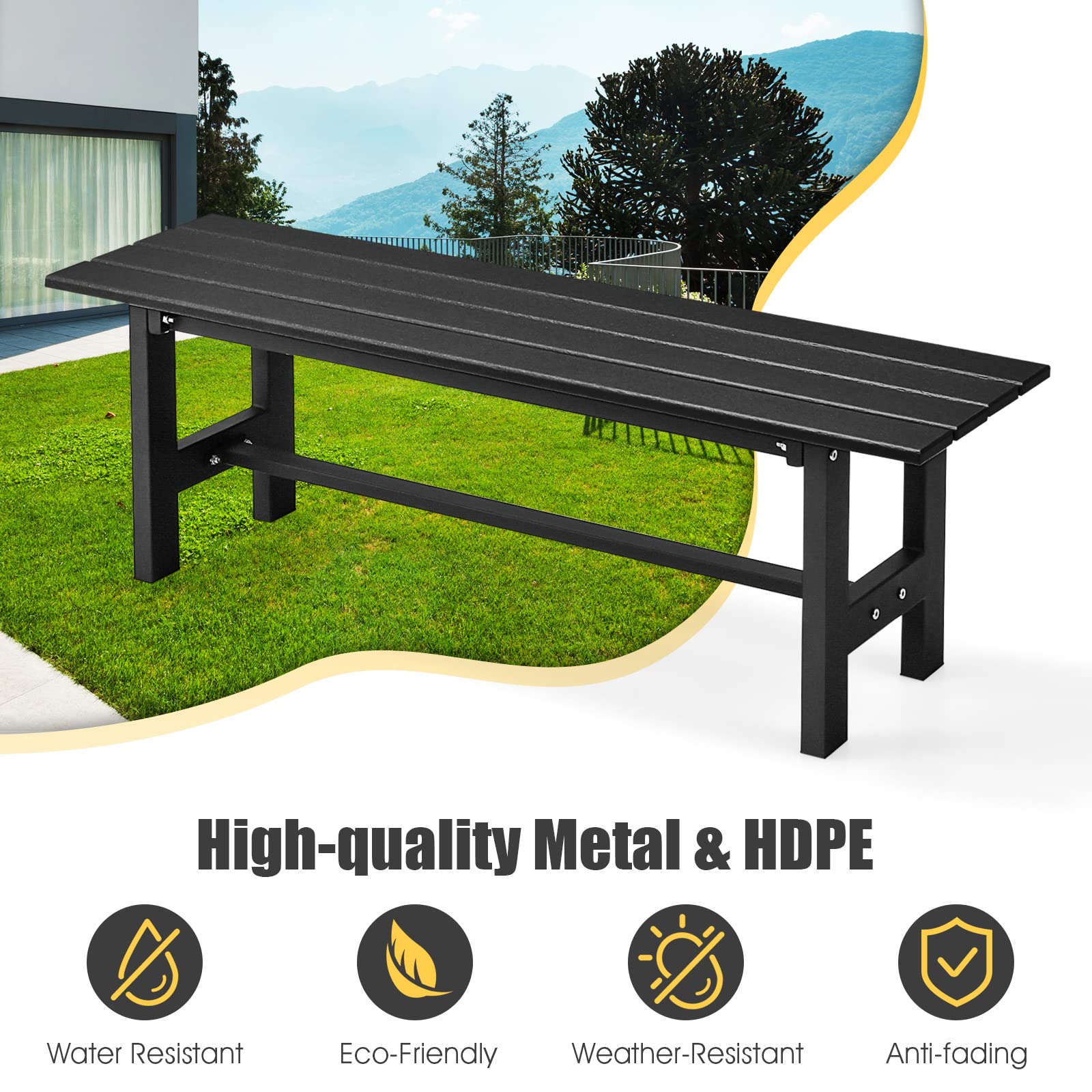 Giantex 2-Pack Outdoor Backless Bench - 47