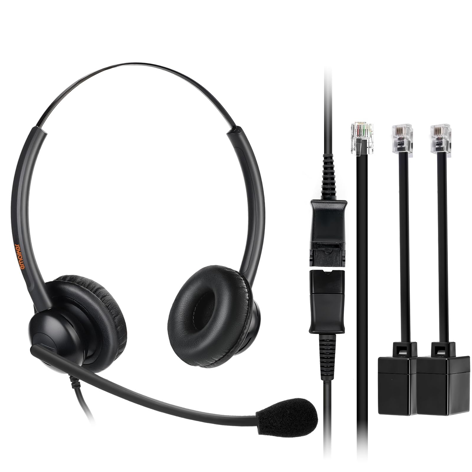 Noise Cancelling Corded Telephone Headset with Clear Mic - U10P RJ9 Plug Compatible with Polycom, Panasonic, Siemens, VVX, Avaya, Nortel & Mitel IP Phones - Perfect for Call Centers, Offices & Remote Work