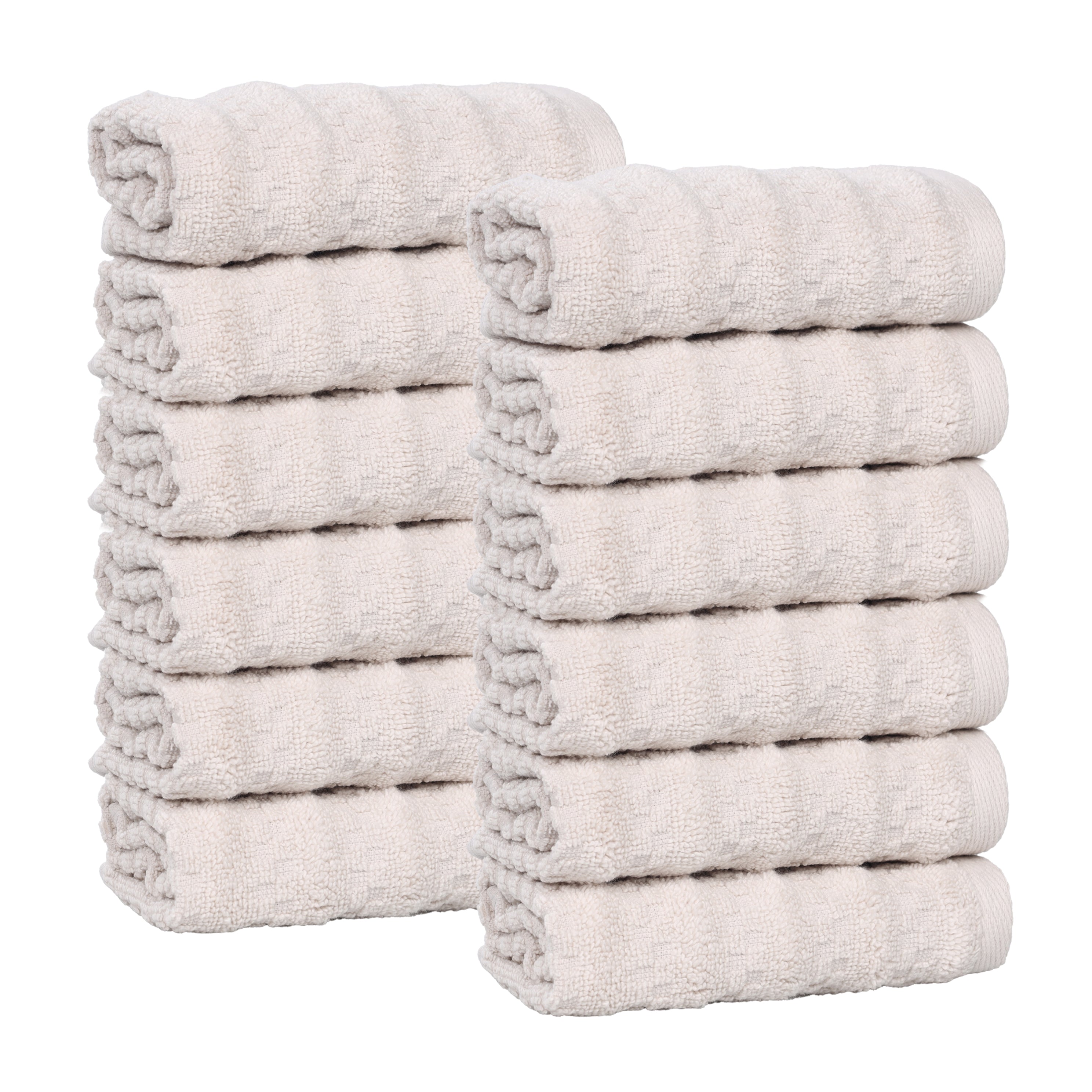 Zuma Zero Twist Cotton Medium Weight Face Towels & Washcloths - 12 Pack | Soft & Absorbent for Spa, Gym, Baby Care & Daily Use