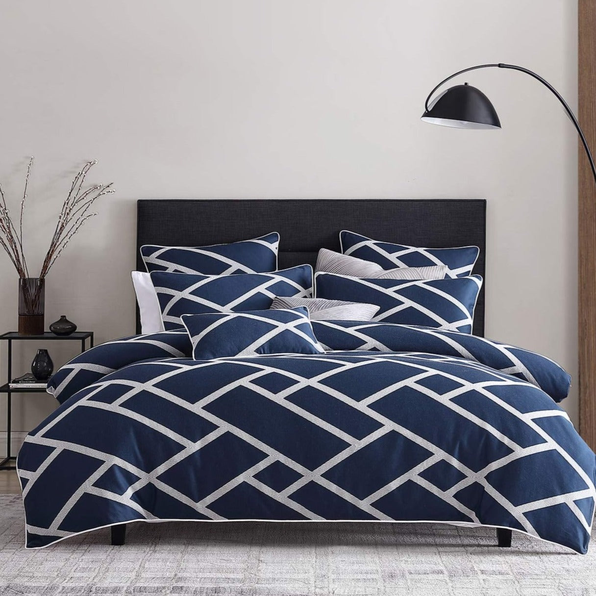 Premium Kennedy Navy Quilt Cover Set - Luxury 100% Cotton Bedding by Private Collection - Perfect for Master Bedrooms, Guest Rooms & Coastal Home Decor