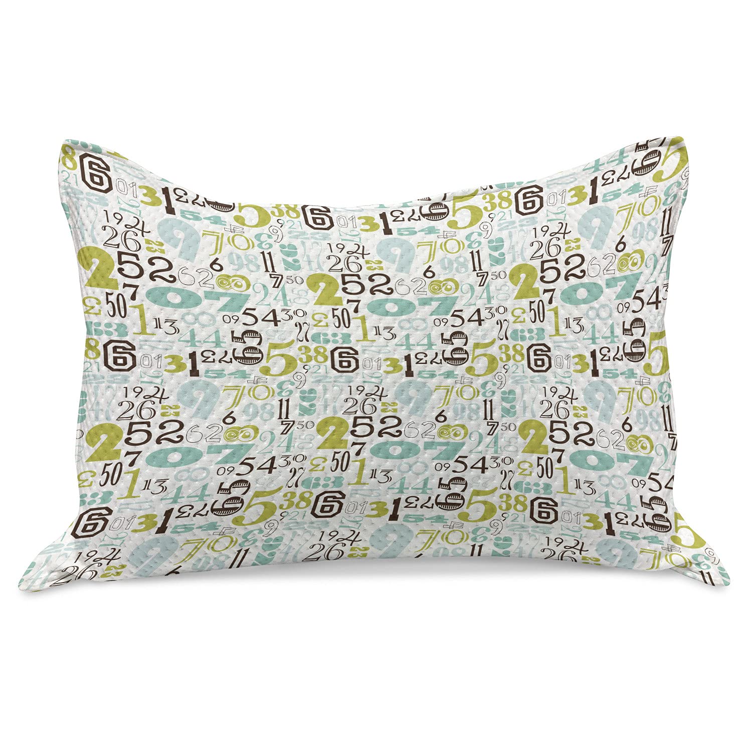 Ambesonne Vintage Numbers Knitted Quilt Pillow Cover - Colorful Numerical Typography Design, Abstract Multicolor Pattern, Standard Queen Size 30
