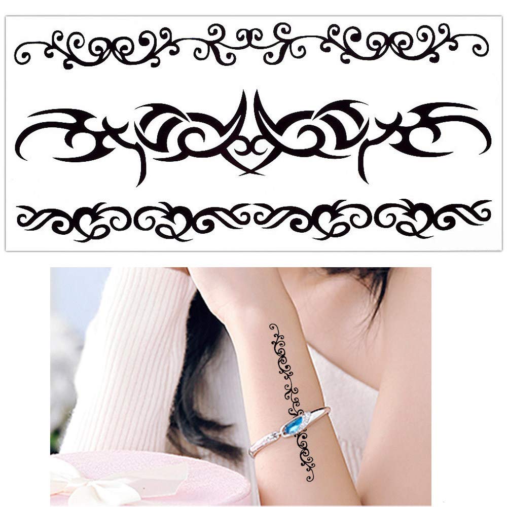 3D Temporary Tattoo Sticker - Black Tribal Totem Cross Heart Design (19x9cm) | Waterproof Fake Tattoos for Parties, Festivals & Costume Events | S.A.V.I Body Art Stickers (Multicolor, 1pc)