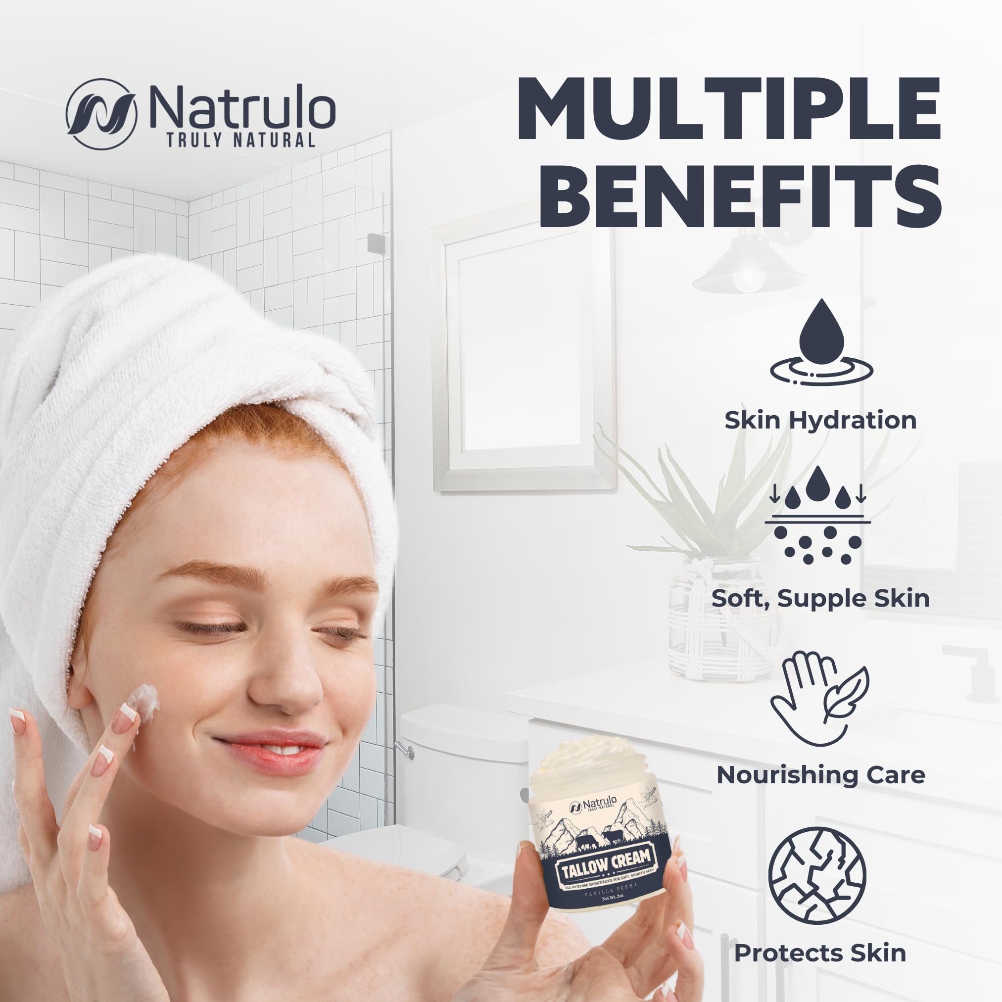 **Grass-Fed Beef Tallow Cream with Honey – All-Natural Moisturizing Balm for Face & Body – Soothes Eczema, Dry, Cracked & Itchy Skin – Skin Repair Lotion – Made in USA – Perfect for Daily Hydration & Sensitive Skin Care**