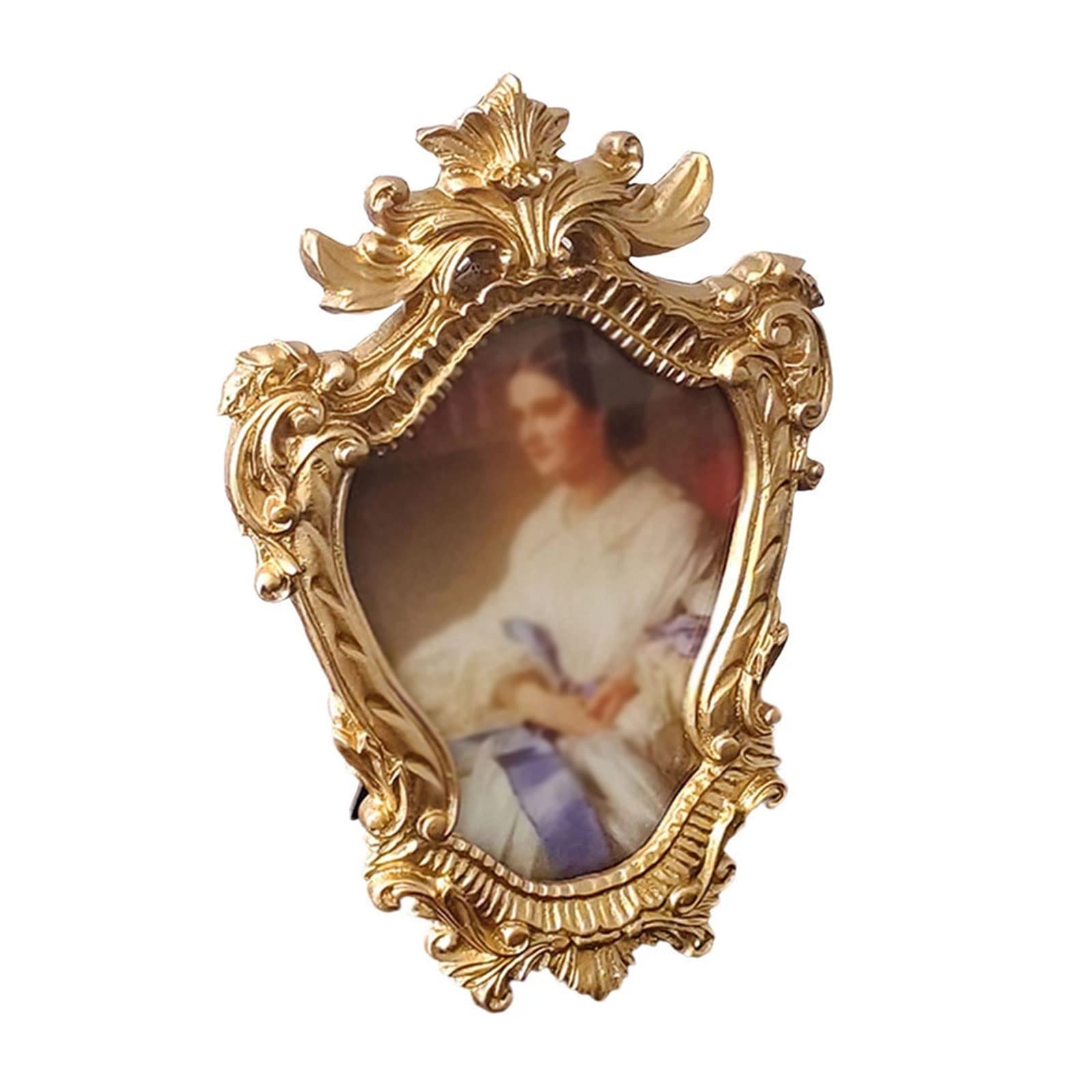 Vintage Golden Photo Frame - Antique Tabletop & Wall Decor for Living Room, Bedroom