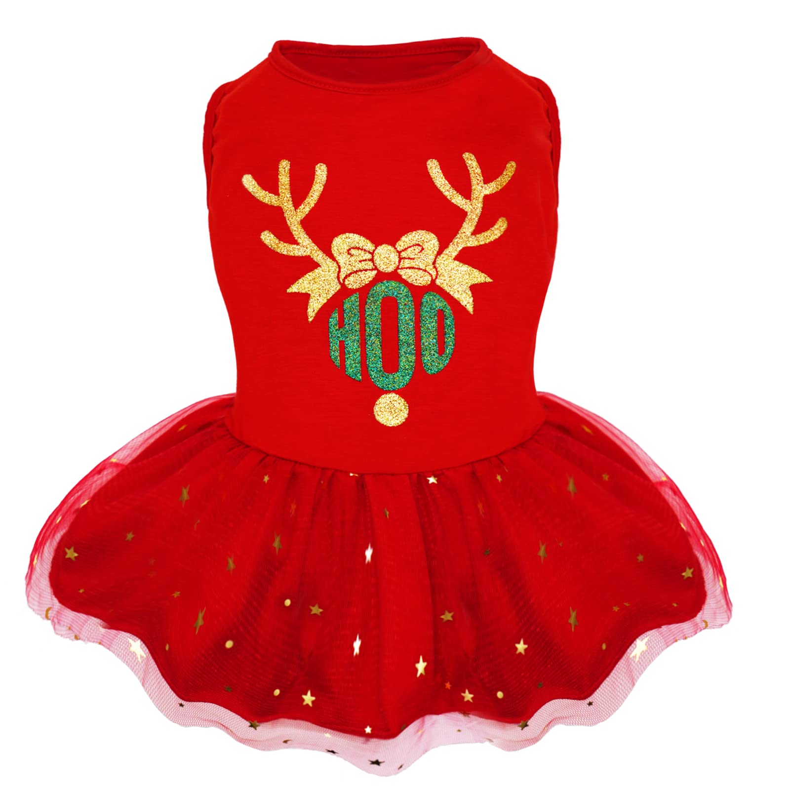 Festive Reindeer Antler Christmas Dog Dress with Bowtie - Holiday Pet Outfit for Small Dogs Size L - Perfect for Christmas Photos & Holiday Parties