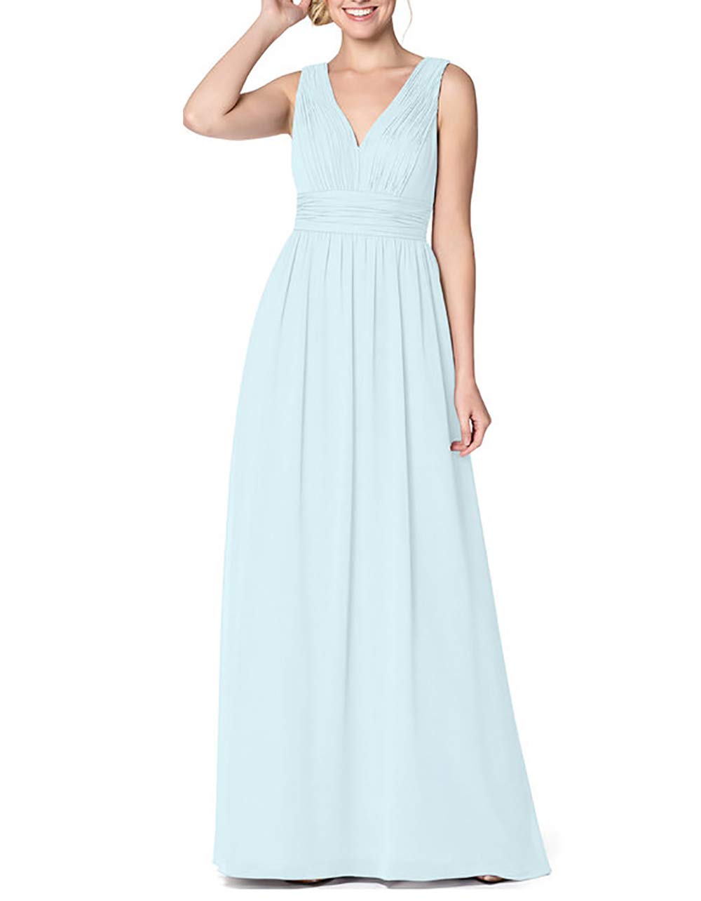 JAEDEN Long Chiffon Bridesmaid Dresses - Convertible V-Neck Formal Evening Gowns for Prom, Wedding & Party | Elegant & Versatile for Special Occasions