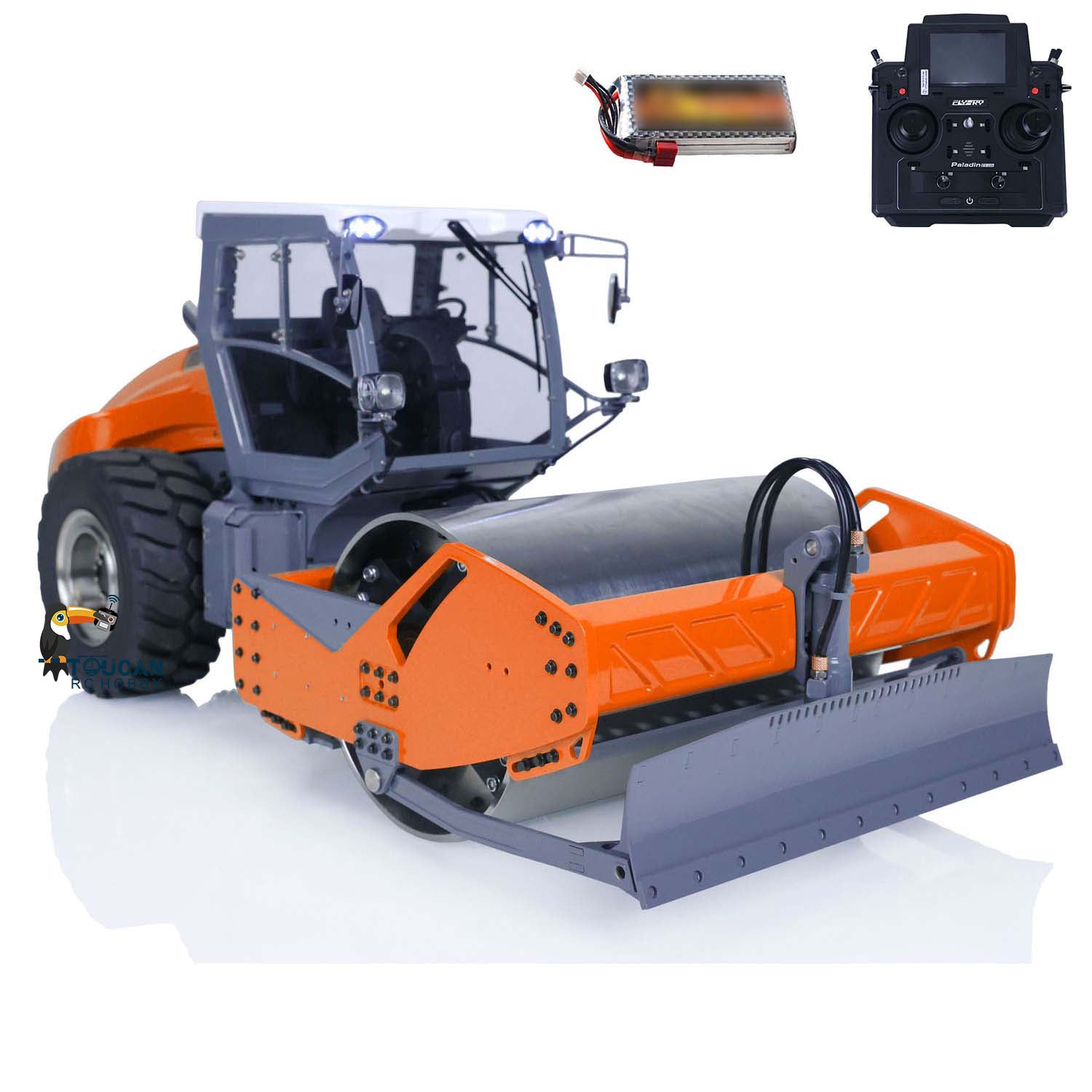 1/14 Scale LESU Aoue H13i RC Hydraulic Road Roller - Orange Electric Construction Vehicle with Metal Body, Sound & Light System (PL18EVLite) - Perfect for Construction Site Play, RC Hobbyists & Model Collectors