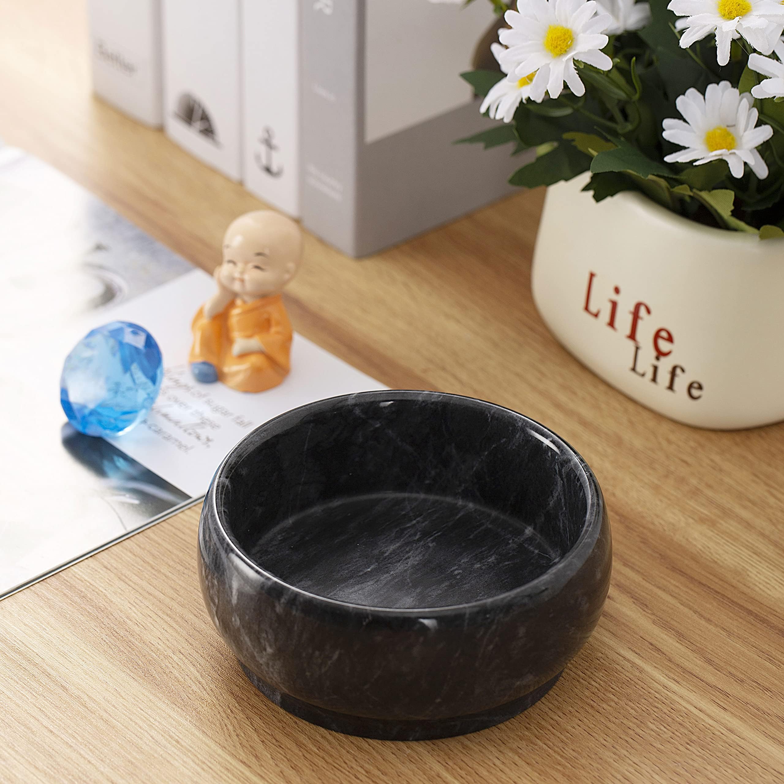 4.72 Inch Natural Marble Decorative Bowls - Elegant Home Decor for Coffee Table Centerpiece, Key Holder, Soap Serving & Aromatherapy | Perfect for Living Room, Bedroom & Gift Giving