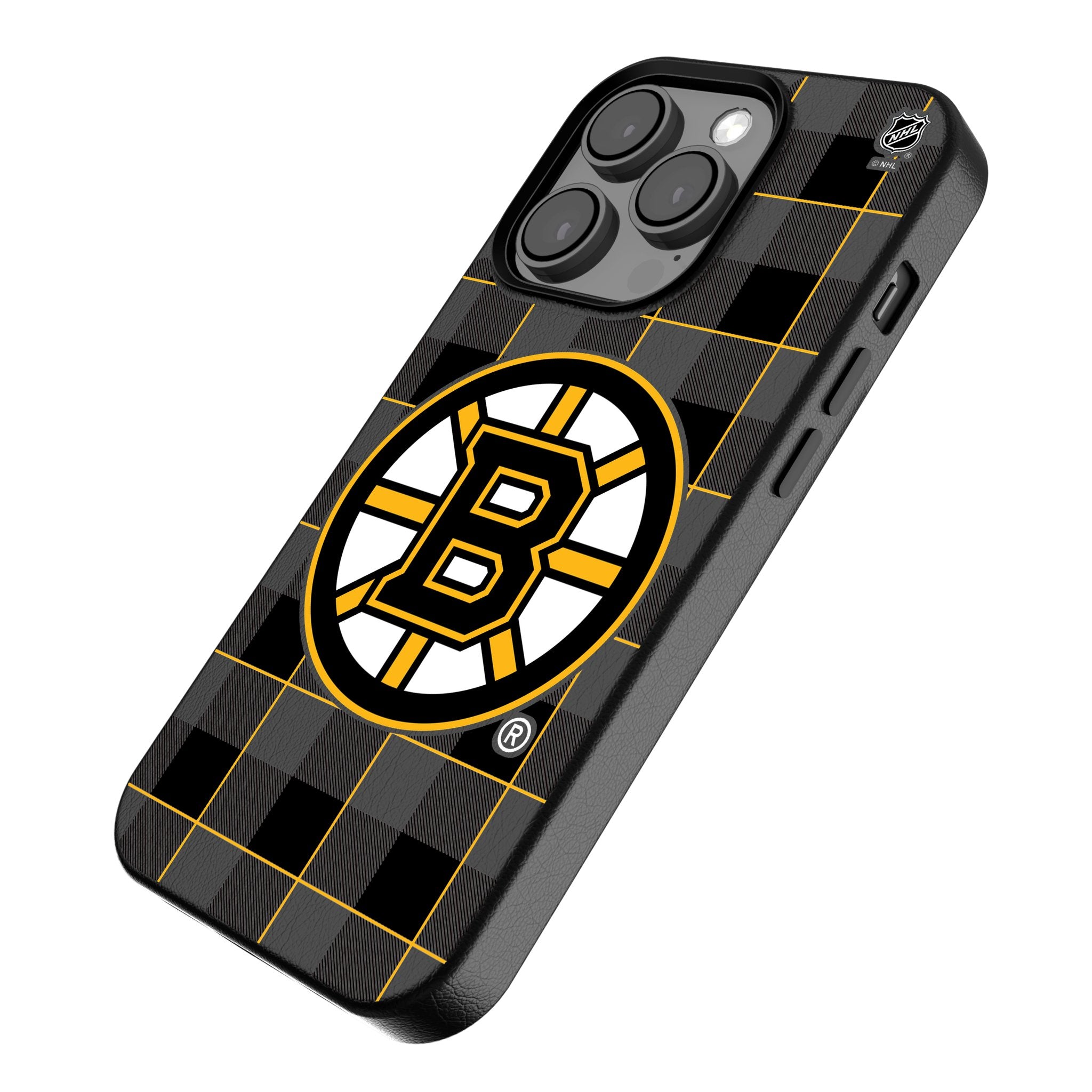 Boston Bruins Plaid MagSafe Compatible Phone Case for iPhone 14/13/12 Pro Max - Durable Protective Cover for Bruins Fans - Perfect for Game Day & Everyday Use