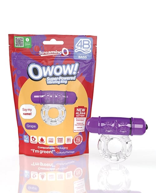 Screaming O 4B OWow Vibrating Ring - Grape Flavored Pleasure Ring for Couples | Enhance Intimacy & Sensation in The Bedroom
