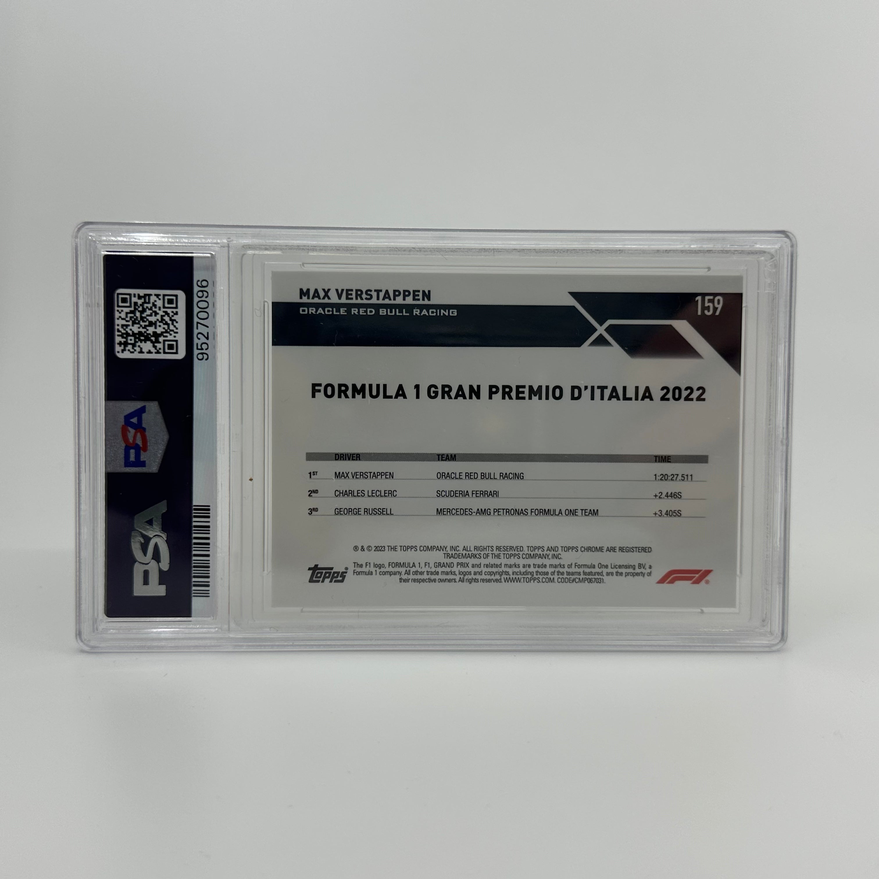 2023 Topps Chrome Max Verstappen #159 PSA 10 Sapphire Gold 39/50 - Rare Racing Collectible for F1 Fans & Sports Memorabilia Enthusiasts