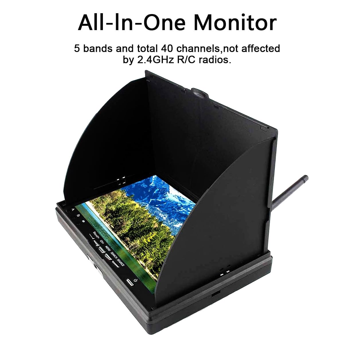 SoloGood 5.8Ghz 7 Inch FPV Monitor with DVR - 40 Channels 800x480 LCD Screen Receiver with Built-in Battery for FPV Drones, Quadcopters, RC Cars | Perfect for Aerial Photography, Racing, and Remote Control Hobbies