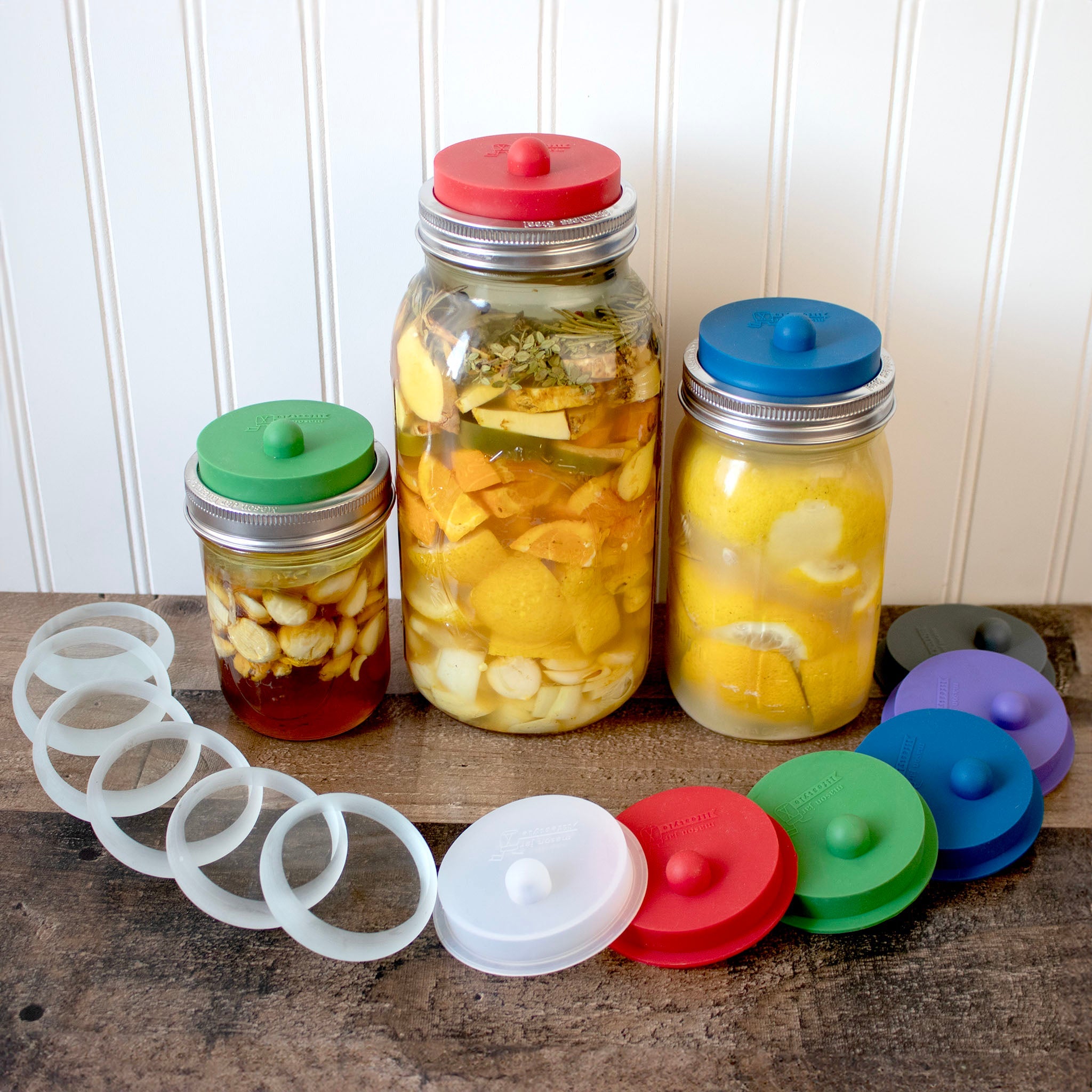 Organic Fermentation Starter Kit for Wide Mouth Mason Jars - Homemade Sauerkraut, Pickles & Kombucha Supplies with Airlock Lid - Perfect for DIY Fermenting at Home, Healthy Gut Probiotic Foods