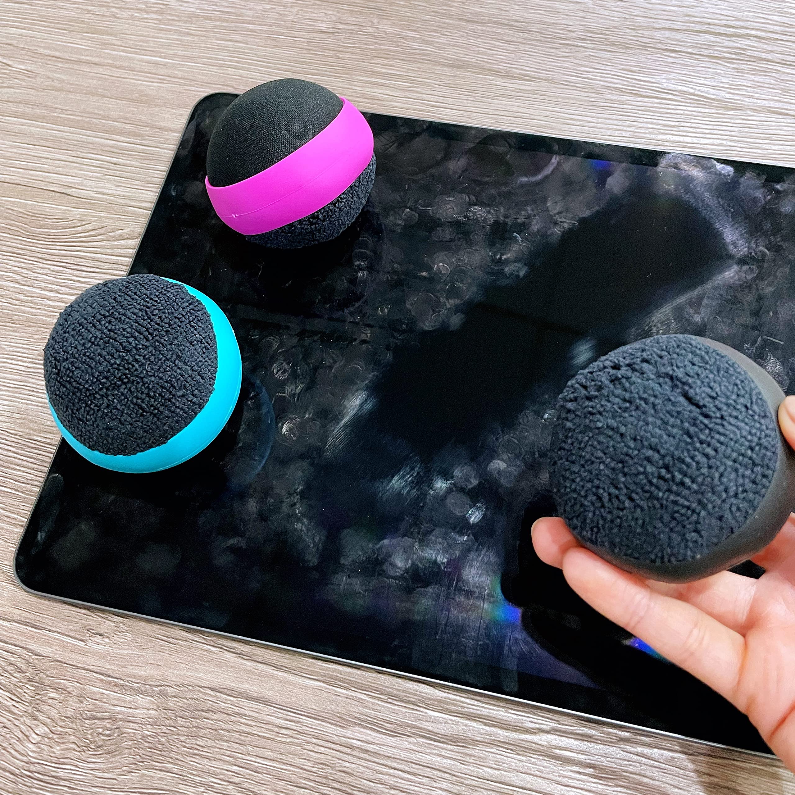 Dual Action Microfiber Cleaning Ball for Touch Screens - Smartphones, Tablets & Laptops - 3 Pack - Perfect for Home, Office & Travel Use