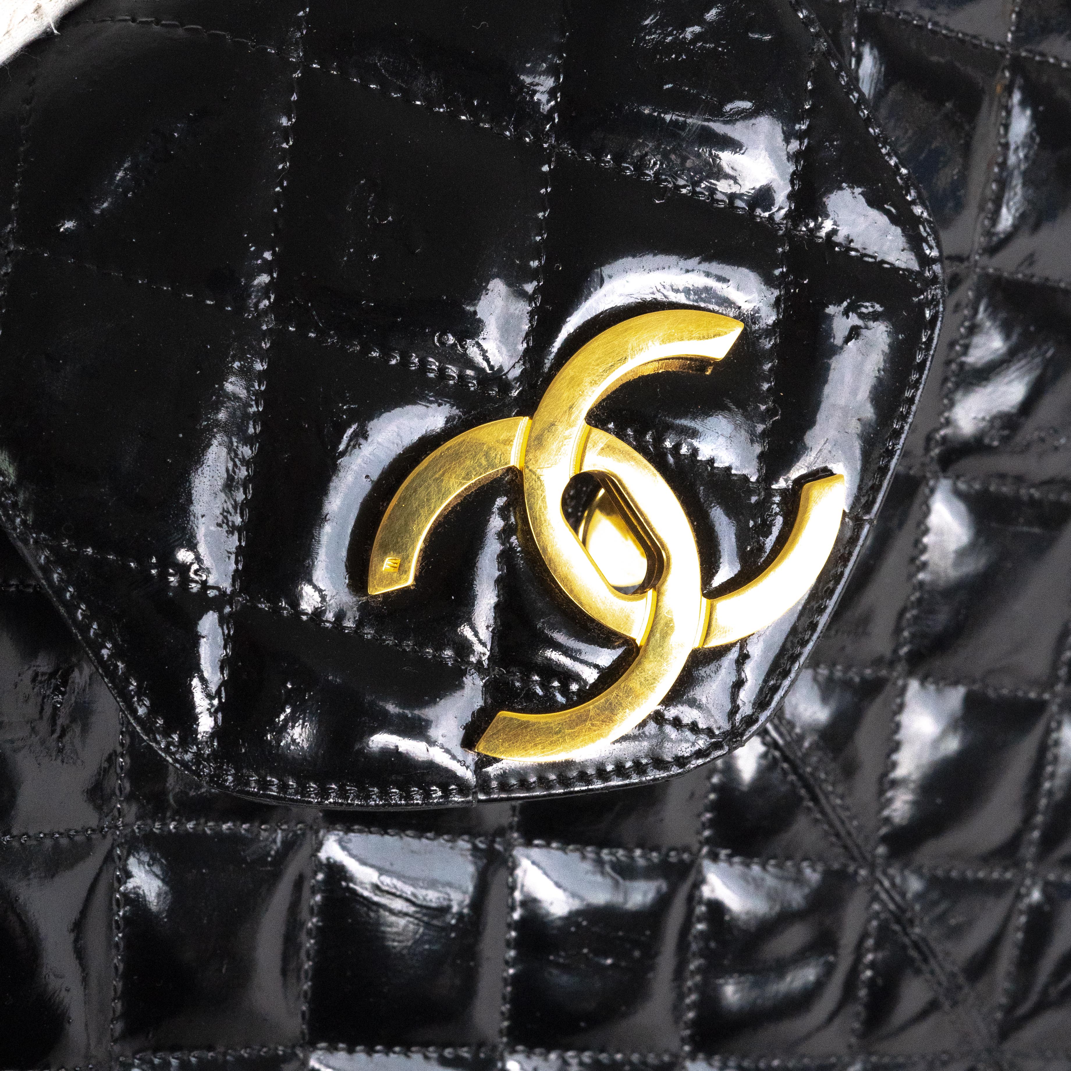 Chanel Supermodel Patent Leather Tote Bag - Black Luxury Handbag for Women | Perfect for Work, Travel & Everyday Use