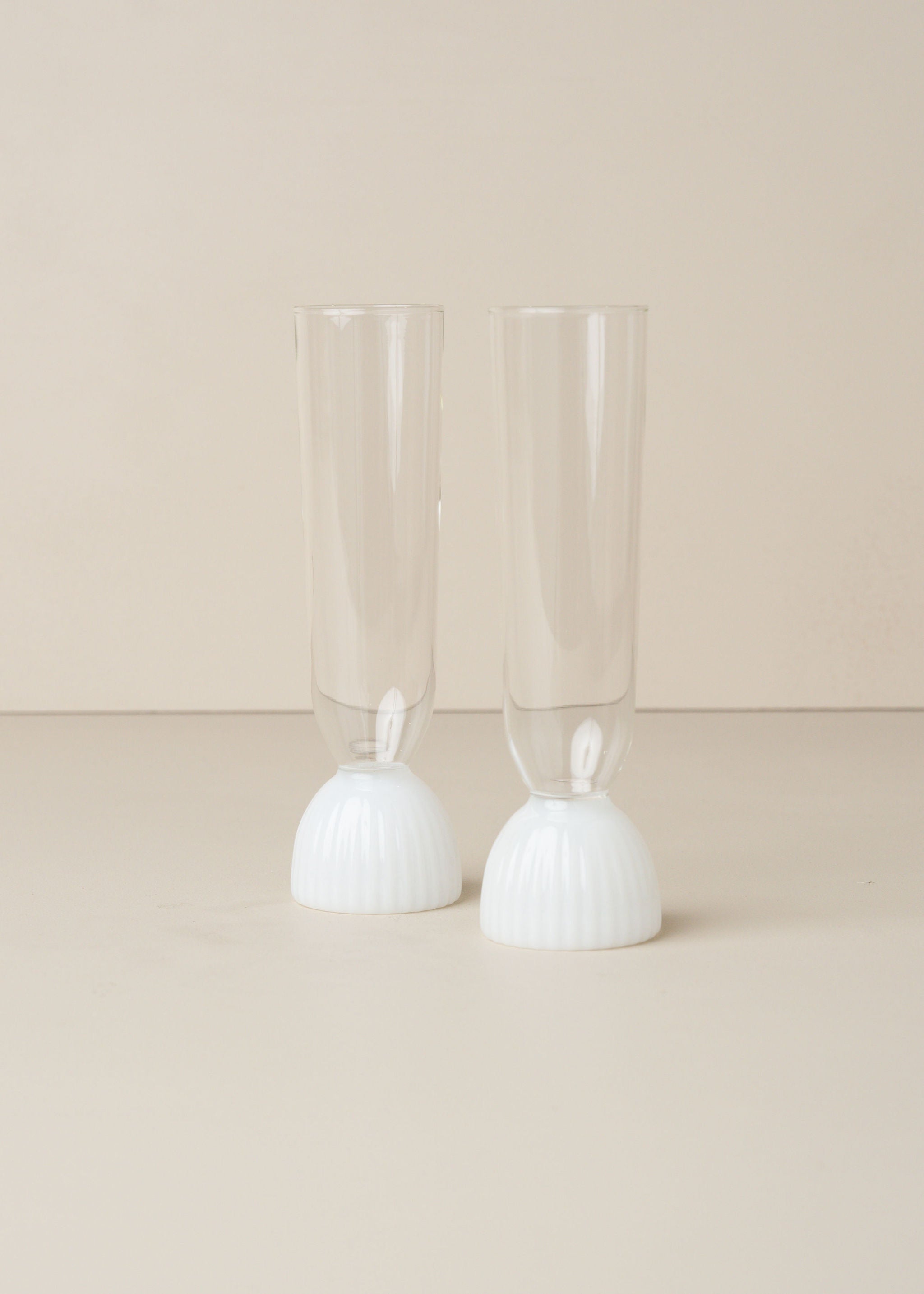 Elegant Kairos Champagne Flutes Set of 2 - Opaque White Crystal Glass for Wedding Toasts, Anniversary Celebrations & Romantic Dinners