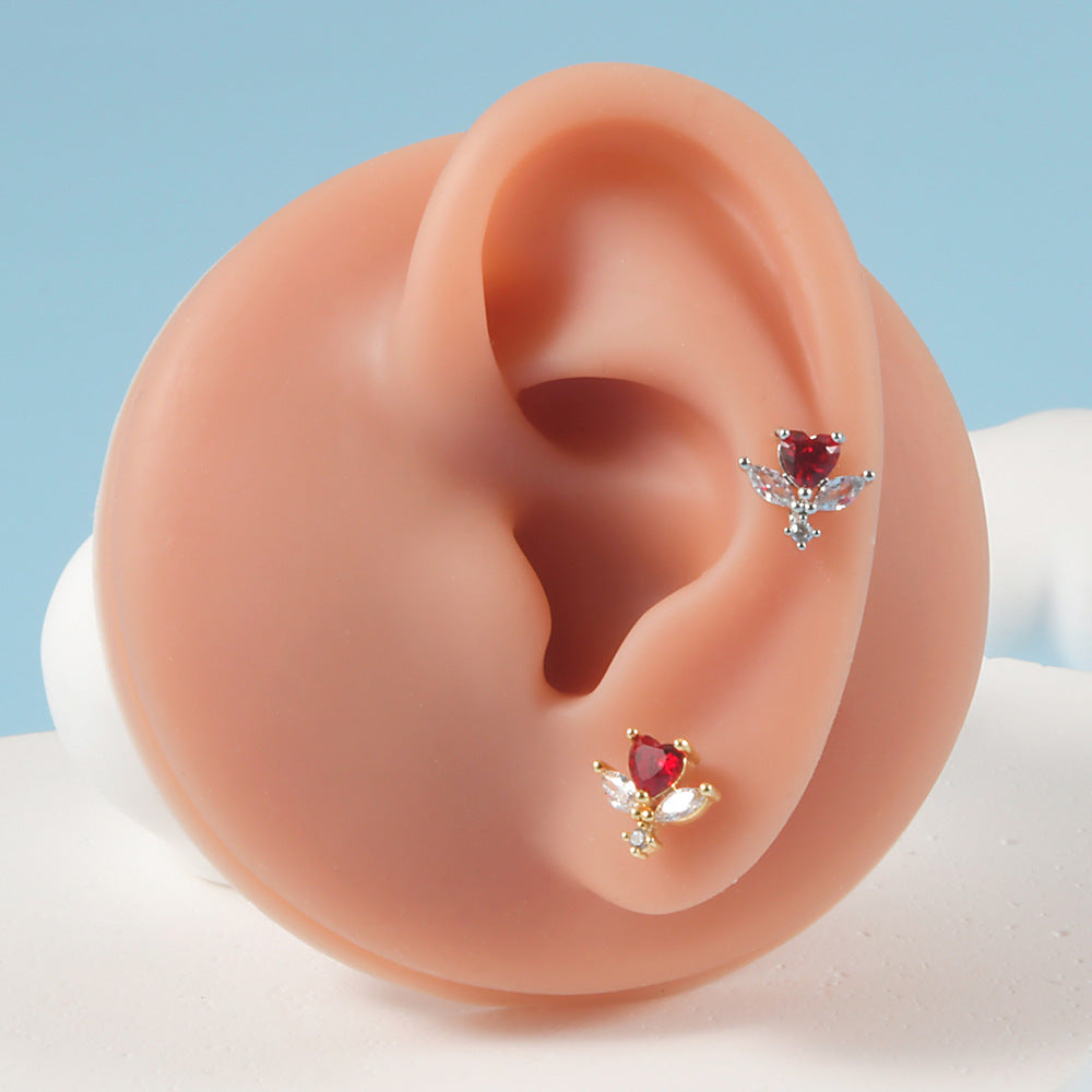 20G Cross Cartilage Two Hole Helix Stud Earrings for Women - Stainless Steel Body Jewelry for Tragus, Helix, or Ear Piercing | HSPJ317 | Perfect for Everyday Wear, Parties & Gifting