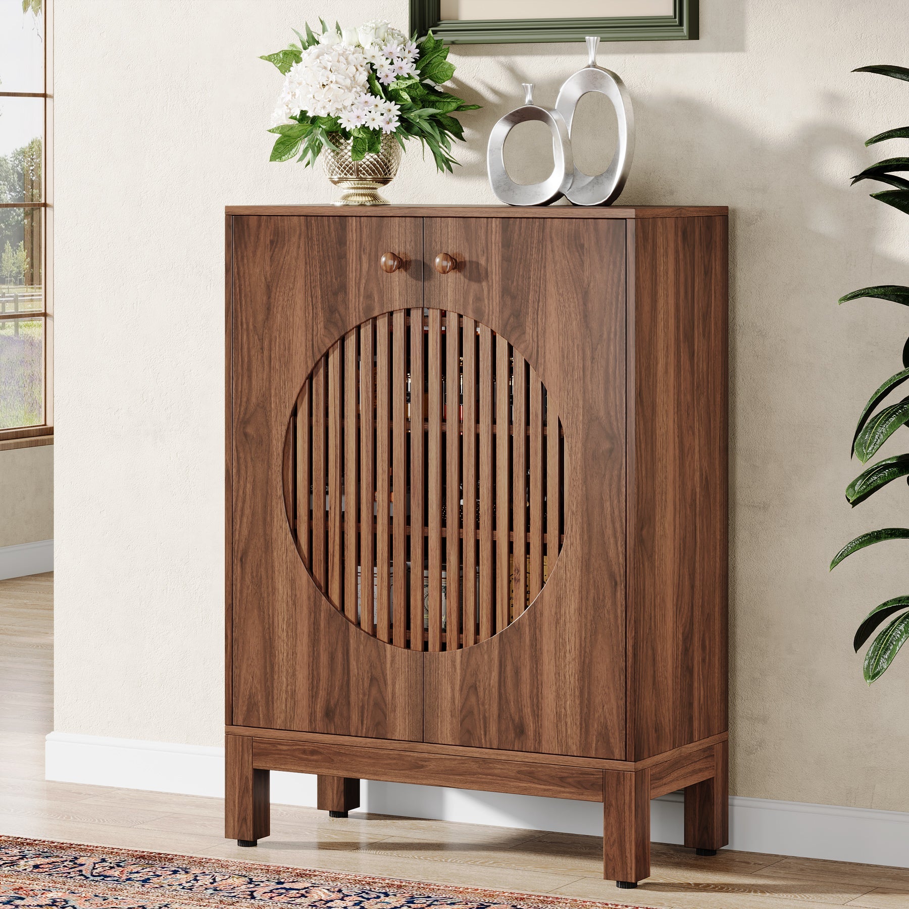 5-Tier Sideboard Buffet Cabinet - Farmhouse Style Kitchen Storage with Removable Shelves | Perfect for Dining Room, Living Room & Home Organization