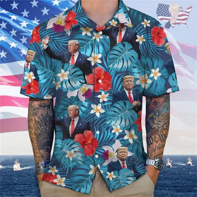 Donald Trump 3D Printed American Flag T-Shirt for Men - Patriotic Graphic Short Sleeve Top for US Presidential Election Supporters - Great for Political Rallies & Fourth of July Celebrations