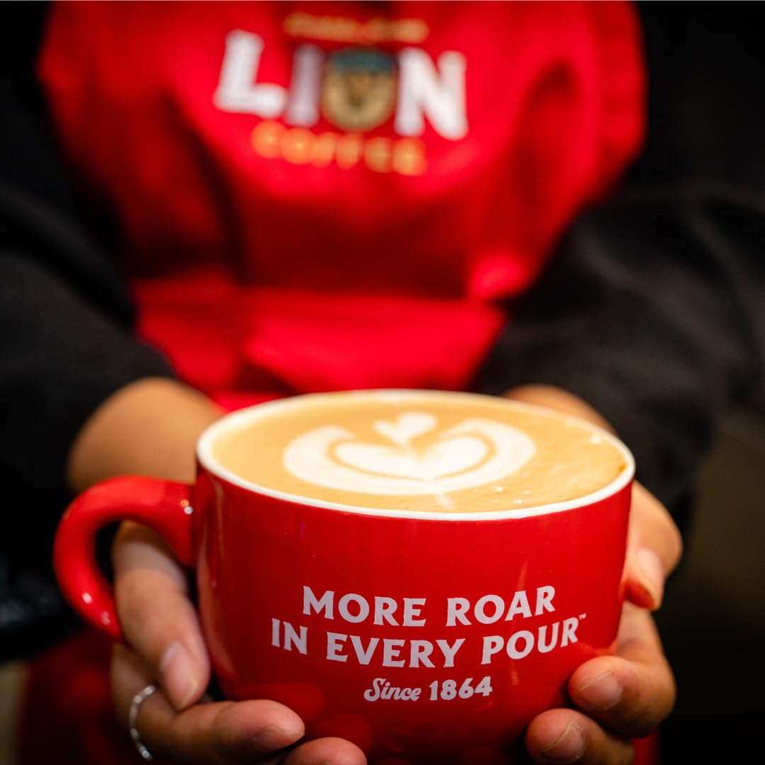 Premium Lion Coffee French Roast Dark Roast Ground Coffee - 100% Arabica Beans, Rich & Bold Flavor, 10oz Bag - Perfect for Morning Brew, Office Break or Camping Trips
