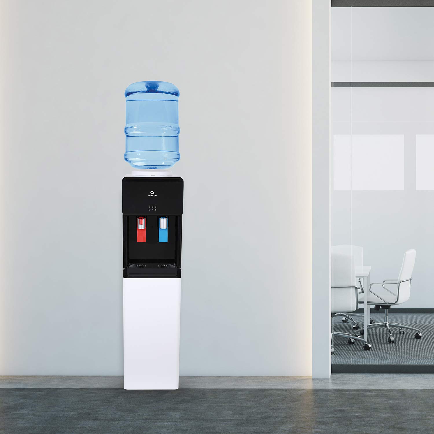Avalon A2 Top Loading Water Cooler Dispenser - Hot & Cold Water with Child Safety Lock, Slim Space-Saving Design for 3 & 5 Gallon Bottles - UL/Energy Star Certified (White) - Perfect for Home, Office, or Dorm Room Hydration