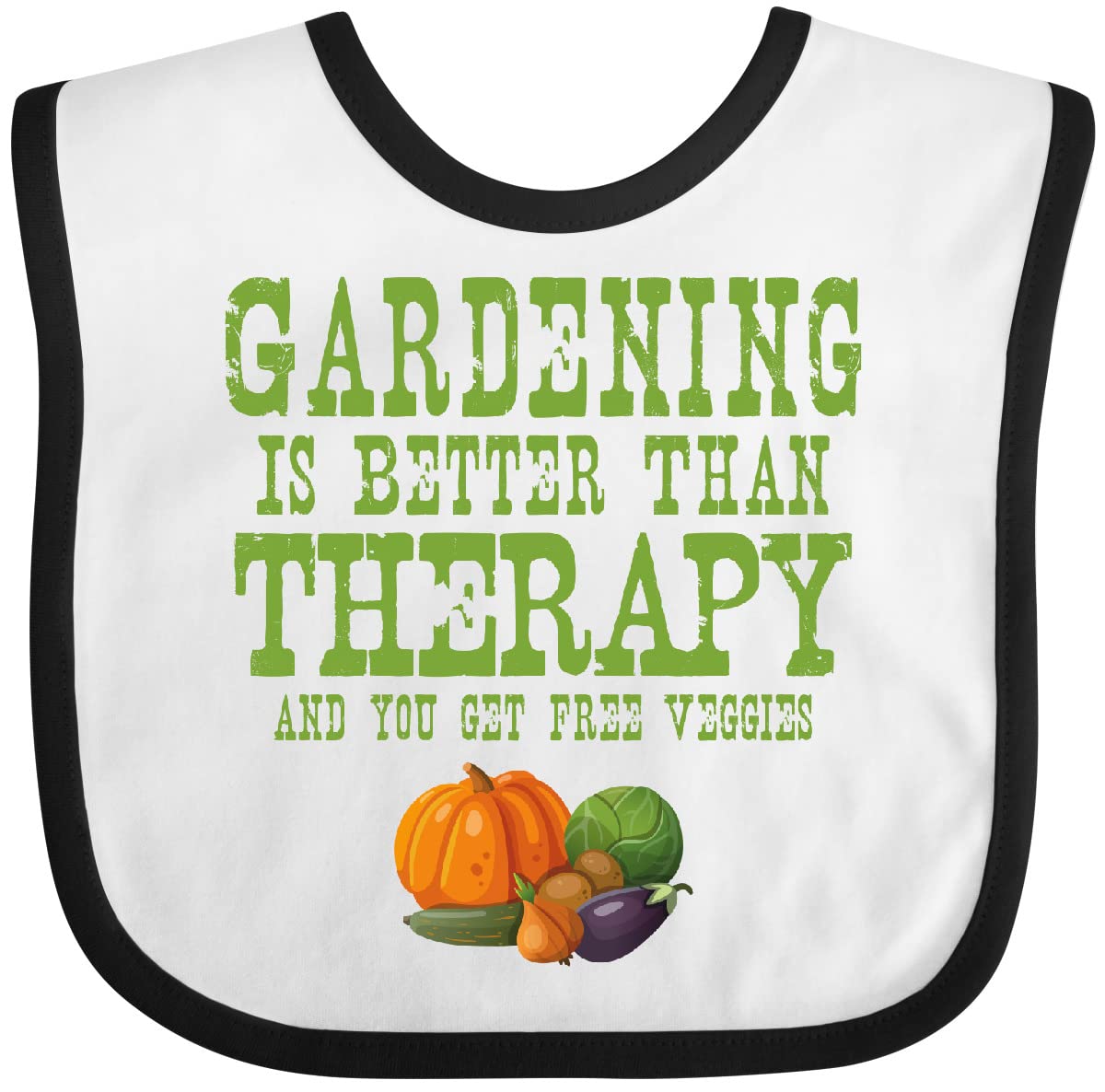 Inktastic Gardening Therapy Veggies Baby Bib - Soft Cotton Drool Bib for Infants & Toddlers - Perfect for Mealtime, Playtime & Outdoor Activities