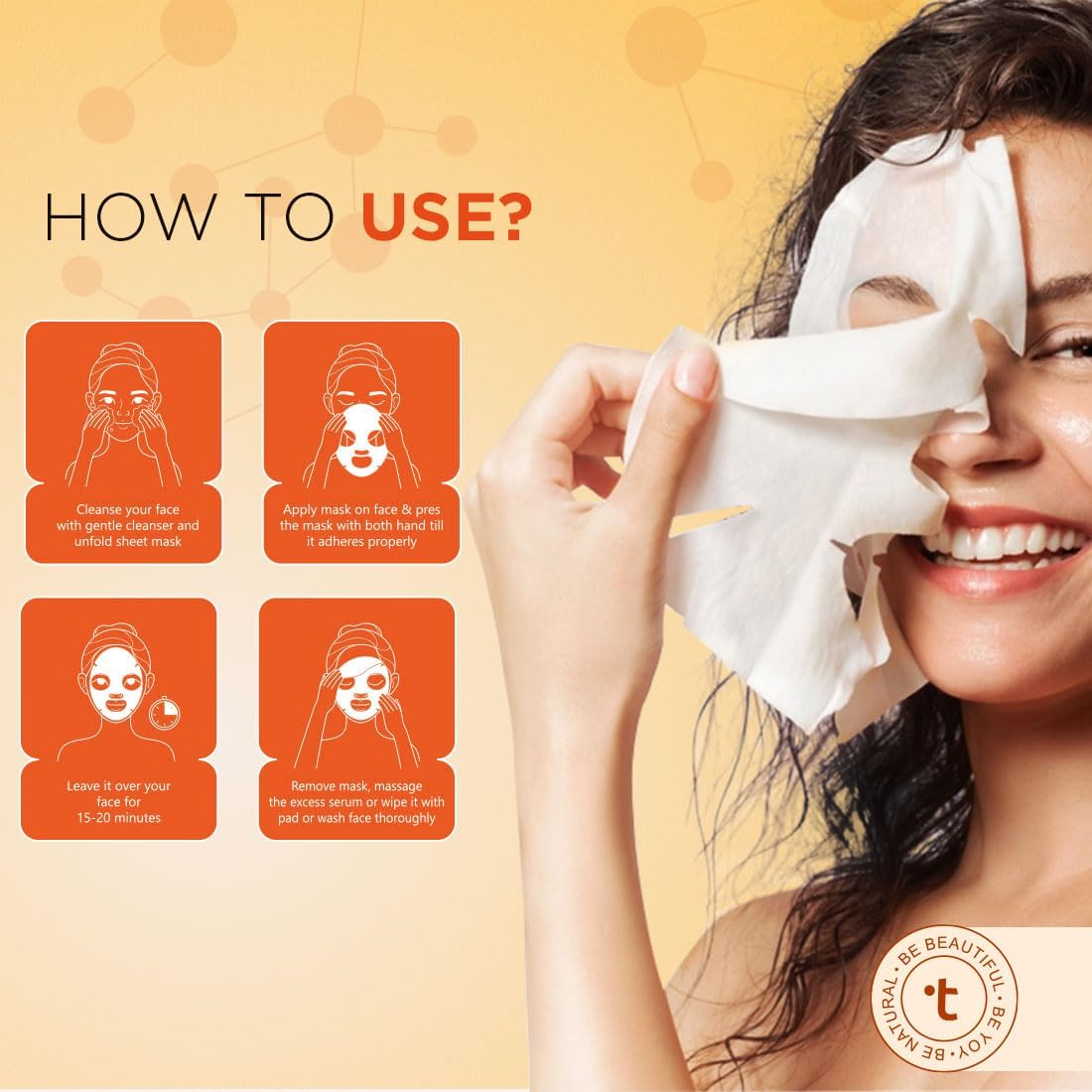 **Twa'sa Vitamin C Serum Face Sheet Mask - Korean Brightening & Dark Spot Correcting Glow Mask for Men & Women | Hydrating & Revitalizing for Glowing Skin | Perfect for Daily Skincare & Spa Nights**