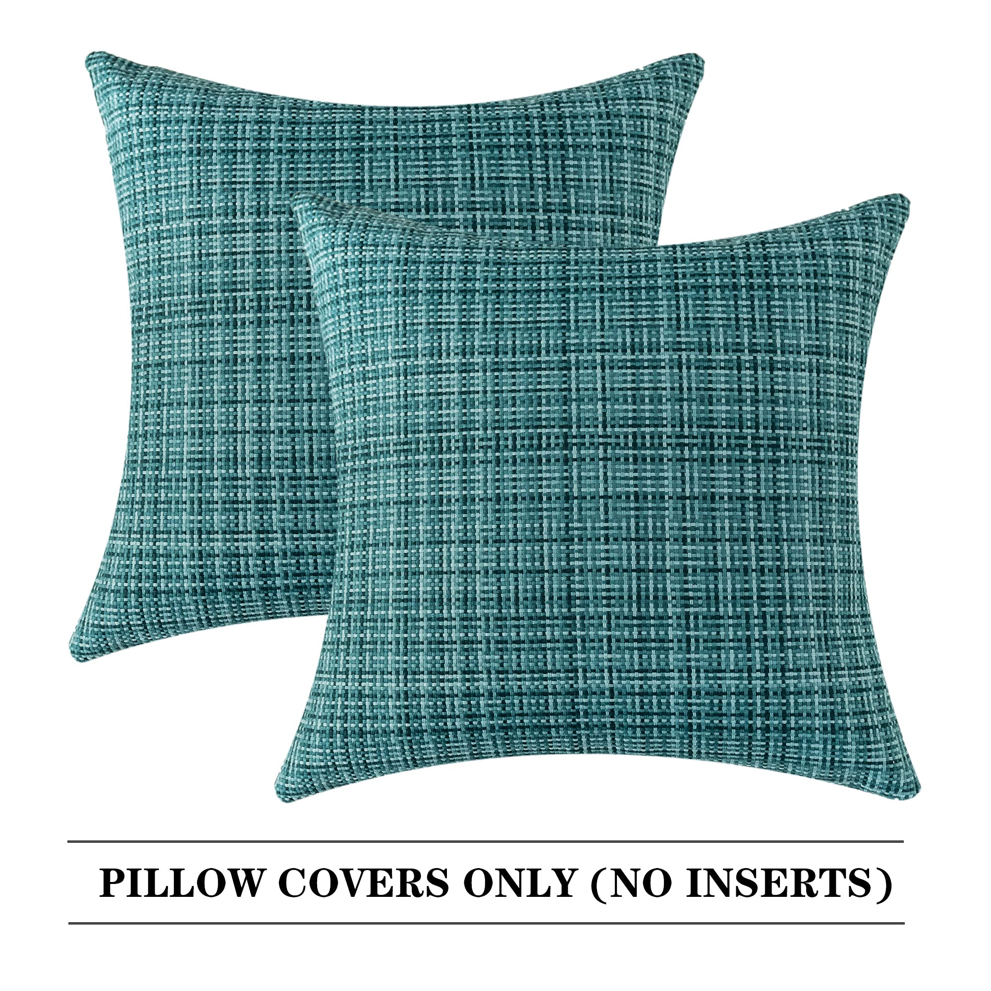 Kevin Textile 2-Pack Waterproof Outdoor Pillow Covers - 24x24 Inch Teal Decorative Throw Pillow Cases for Sofa, Couch, Patio & Garden - Perfect for Outdoor Furniture, Poolside Lounging & Weather-Resistant Home Decor