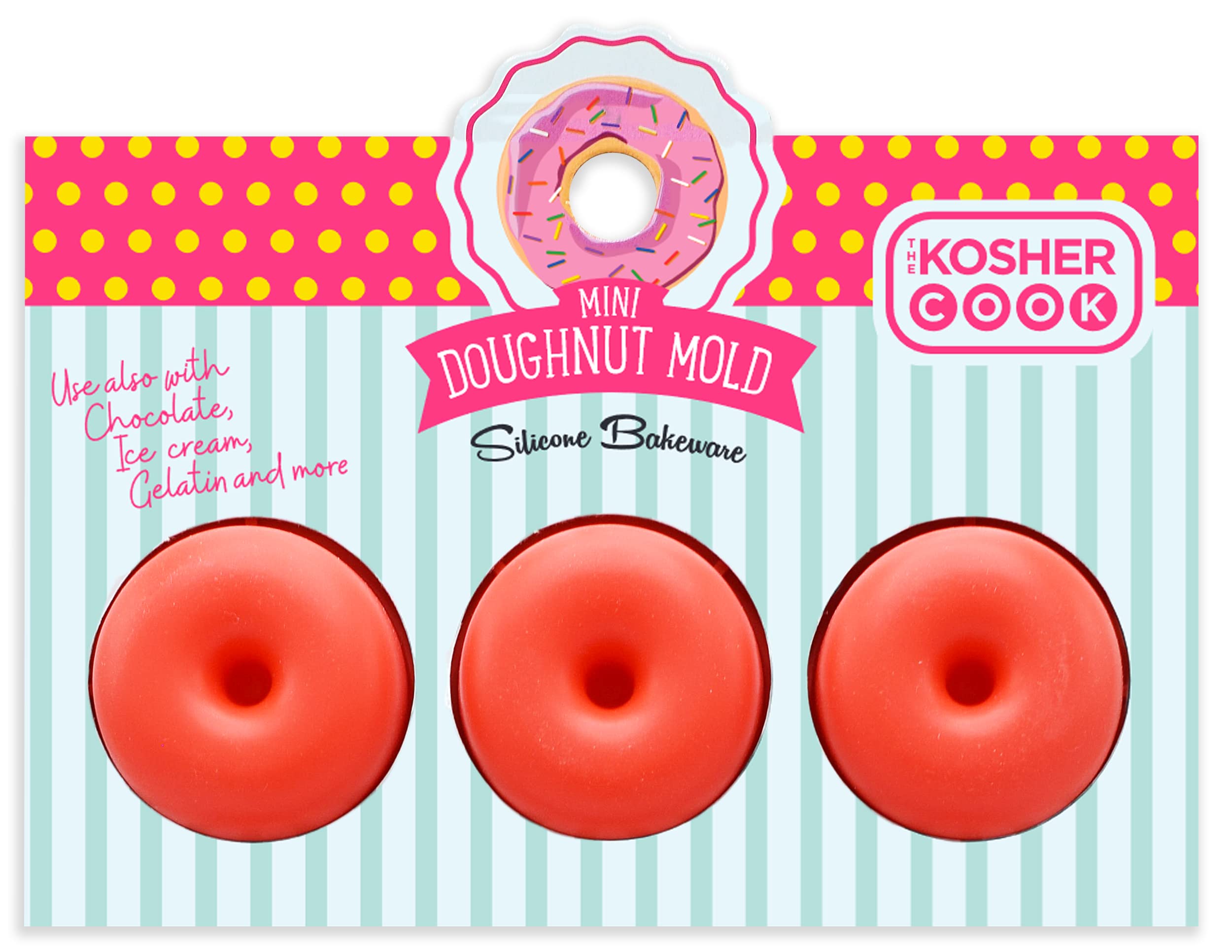 Mini Donut Silicone Mold - Oven & Freezer Safe Baking Mold for Donuts, Cupcakes, Candy, Ice Cubes, Chocolate - Non-Stick Reusable Silicone Bakeware - Perfect for Birthday Parties, Baby Showers & Hanukkah Celebrations