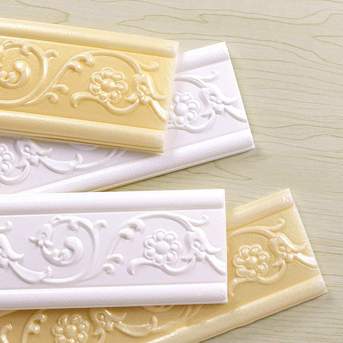 ECYC 27.17x3.15 Inch Self-Adhesive 3D Foam Molding Trim - Peel & Stick Flexible Baseboard Wall Border for Home, Kitchen, Bedroom Decor (Gray 01) - Perfect for DIY Wall Accents, Cabinet Edging & Furniture Upgrades