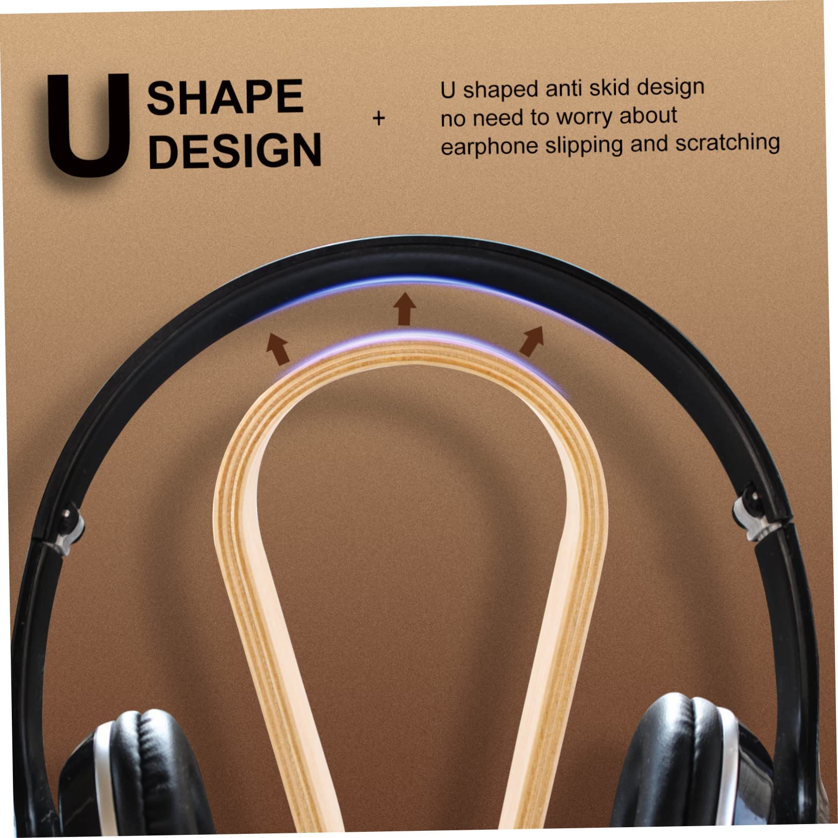 Angoily 3-Pack Wooden Headphone Stand - Durable Desktop Earphone Holder for Display & Organization - Perfect for Home, Office, and Gaming Setup