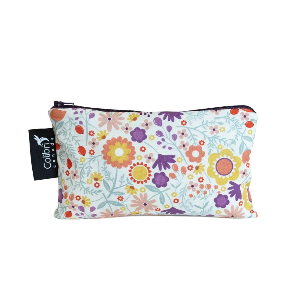 Colibri Medium Reusable Snack Bag - Eco-Friendly Food Storage for Kids & Adults - Perfect for School Lunches, Picnics & Travel - Wild Flowers Design
