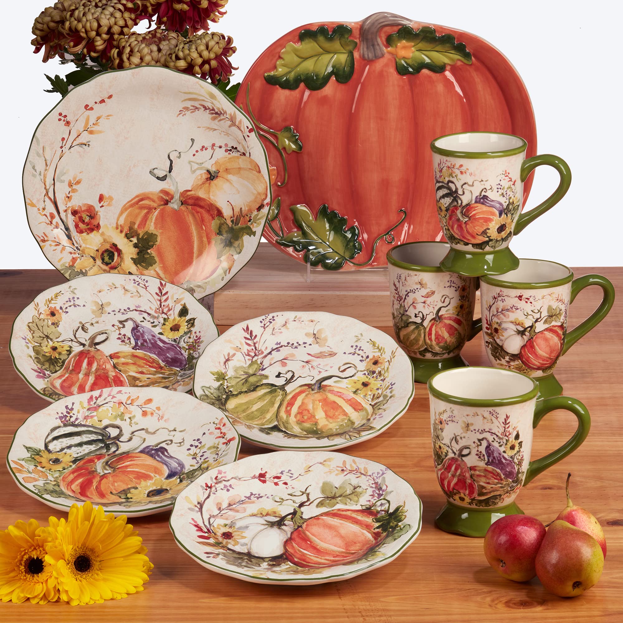 Certified International Harvest Morning 16 oz. Coffee Mugs, Set of 4 - Perfect for Breakfast, Tea, or Hot Cocoa at Home or Office