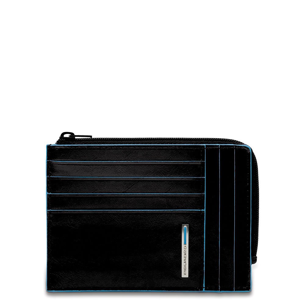 Piquadro Men's Leather Coin Wallet - Slim RFID Blocking Money Holder for Cash & Cards, Black, 12cm - Perfect for Travel, Business & Everyday Use