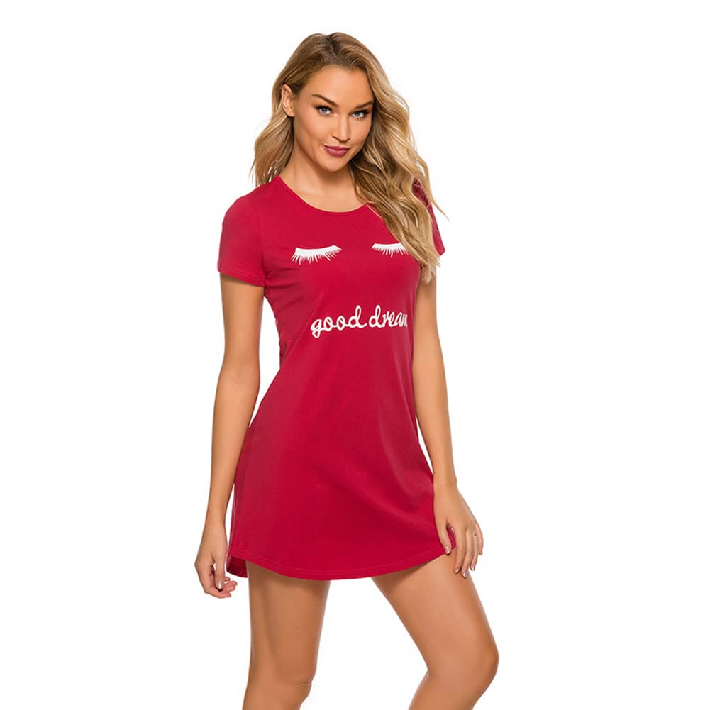 ICTOLOGY Women's Cotton Sleepshirt - Soft Short Sleeve Nightgown, Printed Sleep Tee for Comfortable Nights | Perfect for Lounge Wear, Bedtime & Relaxing at Home