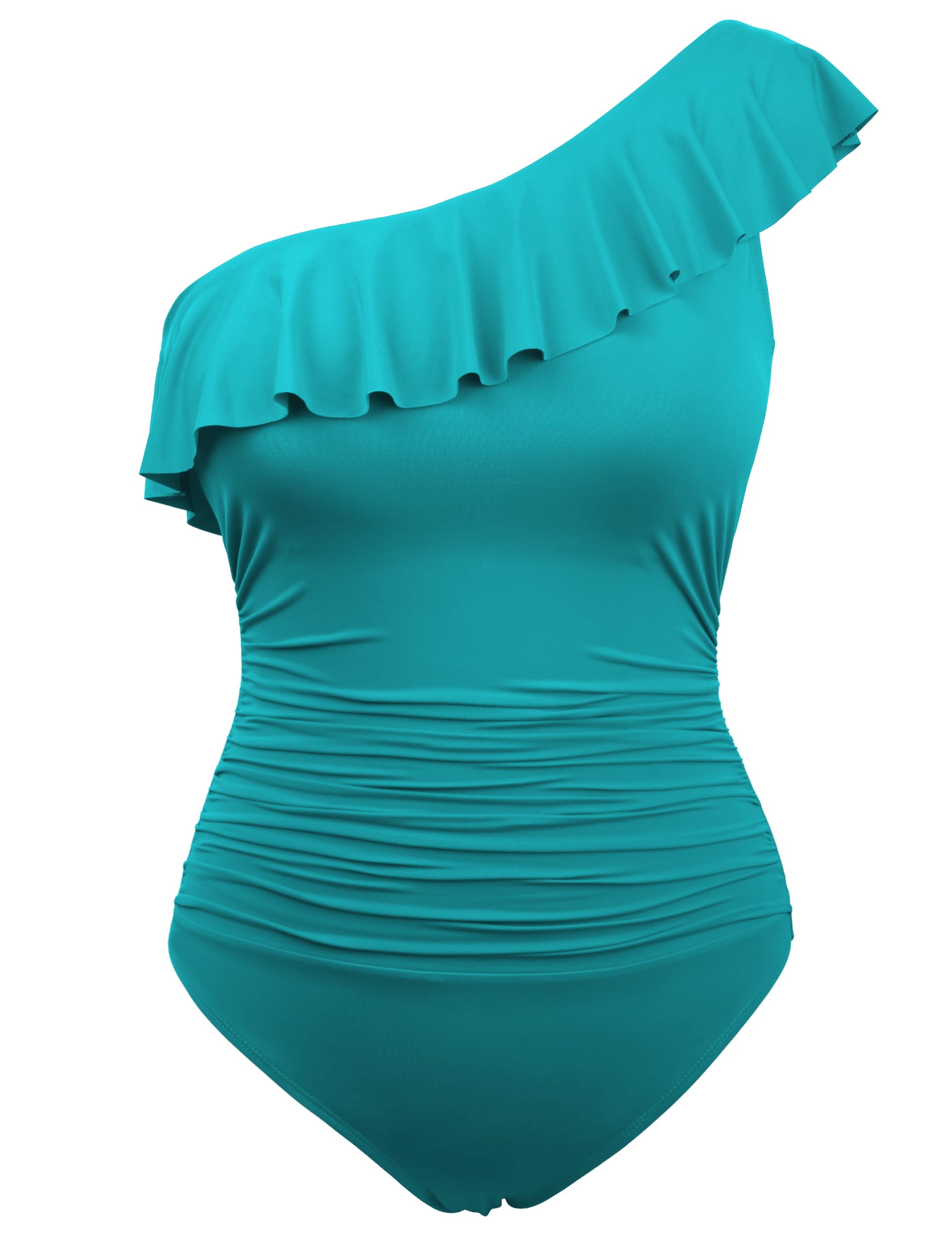 Hilor Women's One Piece Swimsuit Tummy Control Asymmetric One Shoulder Bathing Suit - Sexy Beachwear for Pool, Vacation & Summer Activities