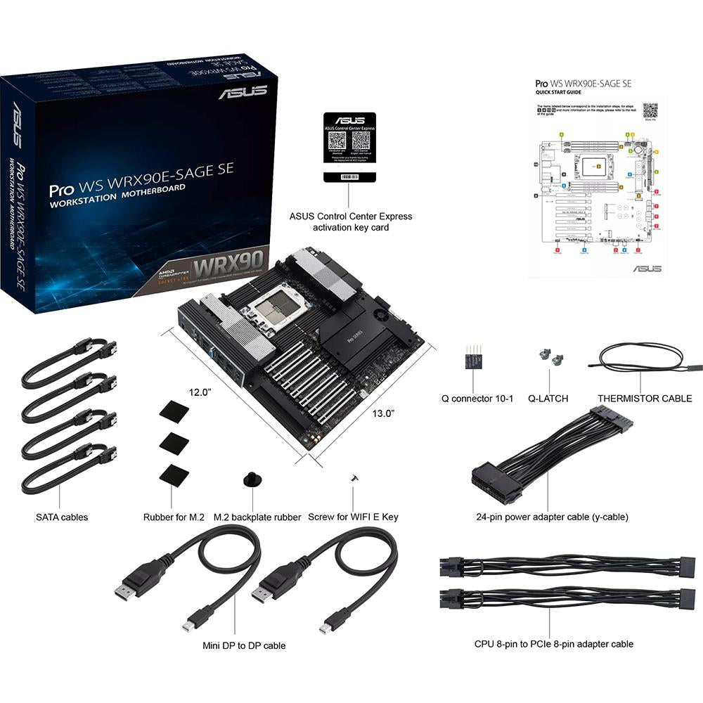 ASUS Pro WS WRX90E-SAGE SE AMD sTR5 EEB Workstation Motherboard - High Performance for 3D Rendering, Video Editing & AI Development