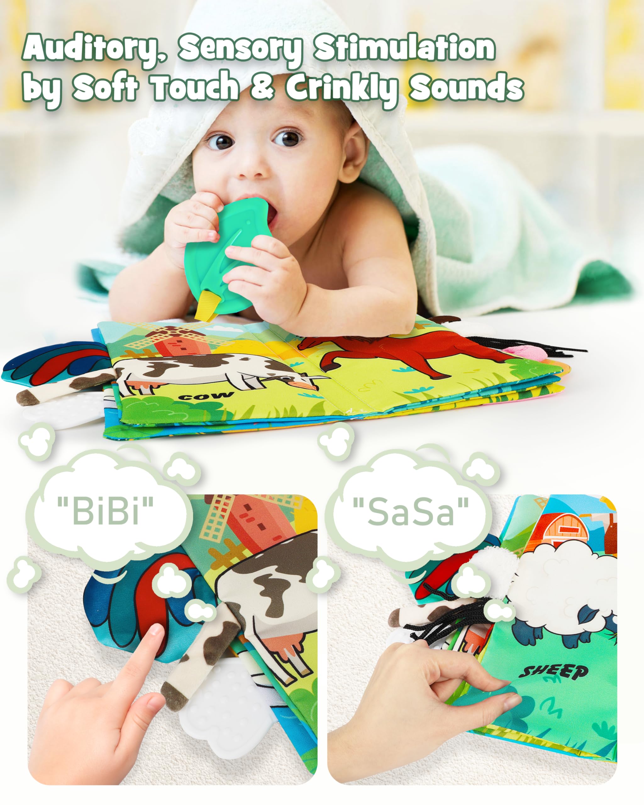 Best Baby Crinkle Books & Tummy Time Toys for Newborns 0-6 Months - Soft Touch & Feel Early Learning Books, Perfect Shower Gift for Baby Boys & Girls, Developmental Infant Toys for Stroller, Playtime & Sensory Exploration
